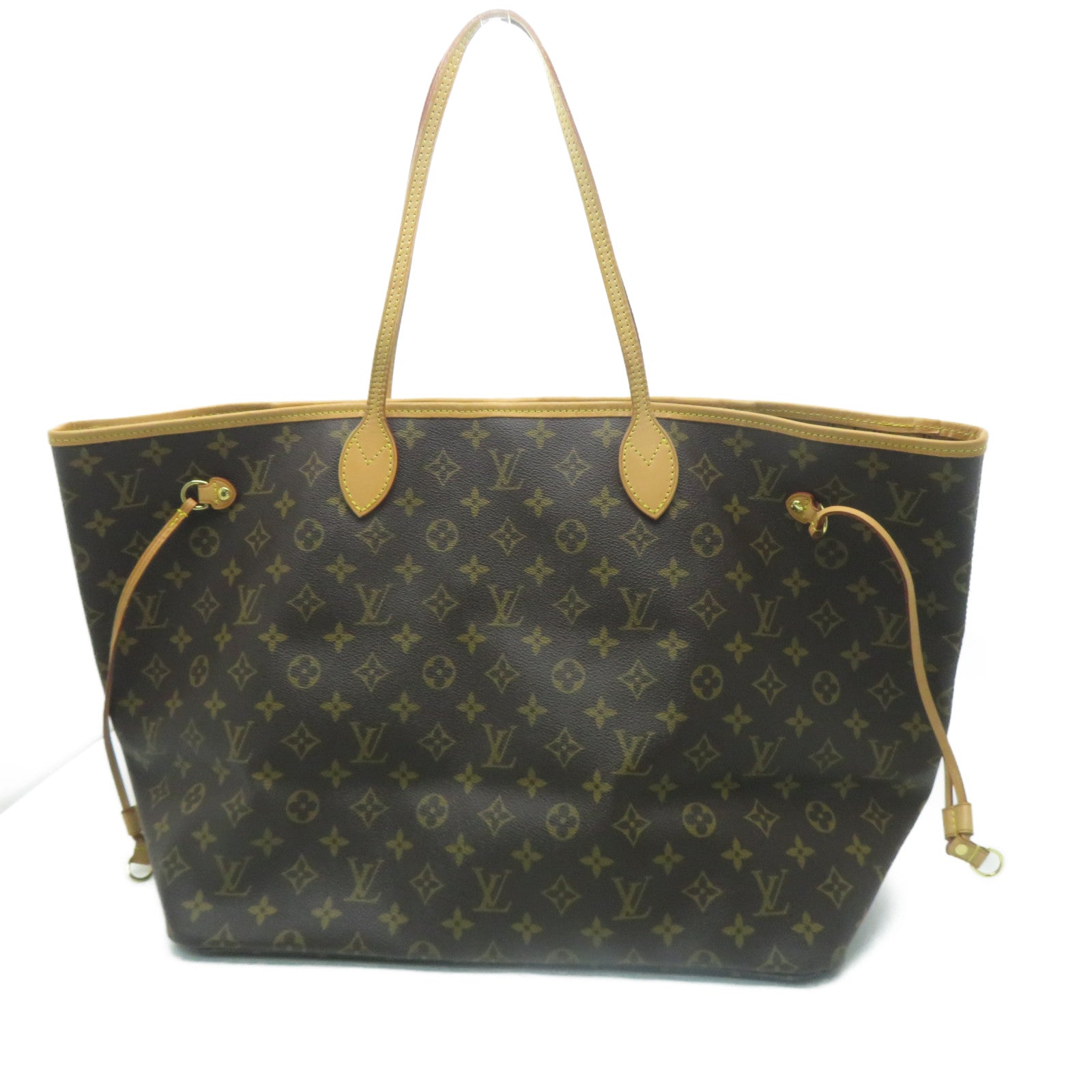 LOUIS VUITTON Monogram Neverfull GM金扣手挽袋啡色