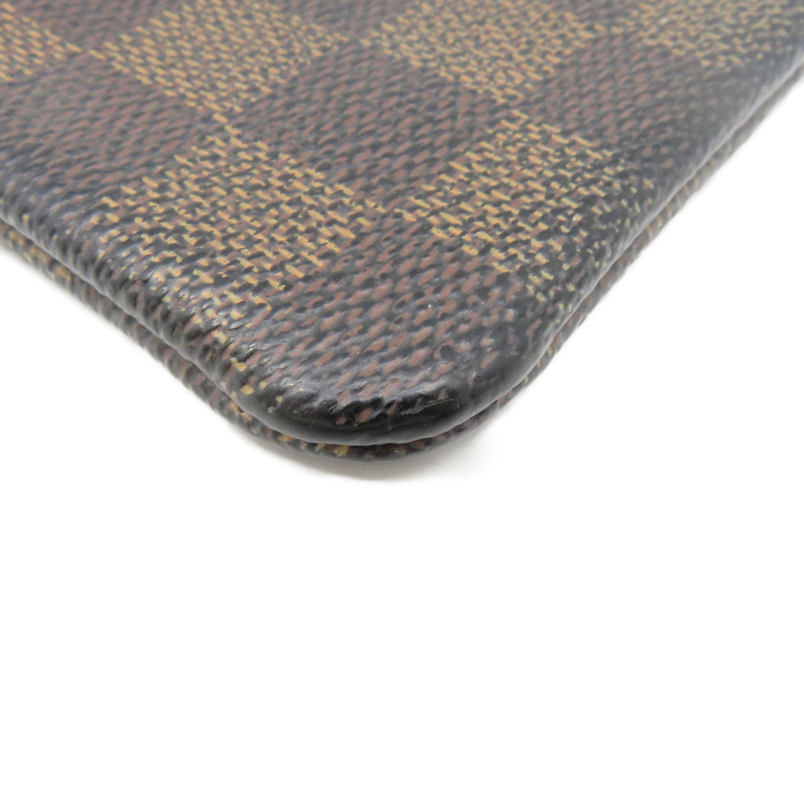 LOUIS VUITTON Damier Key &amp; Coin Case Lock Key Coin Cover Brown