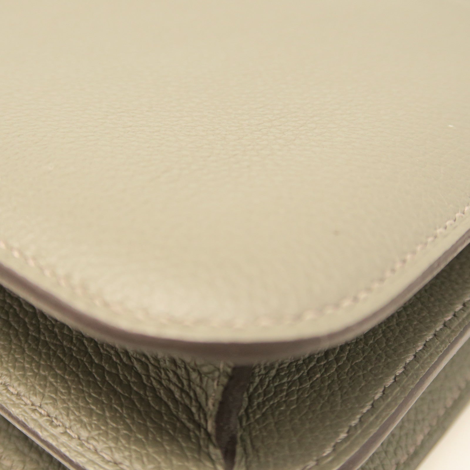 HERMES Veau Epsom Leather Constance Mini Gold Buckle Shoulder Bag Gray