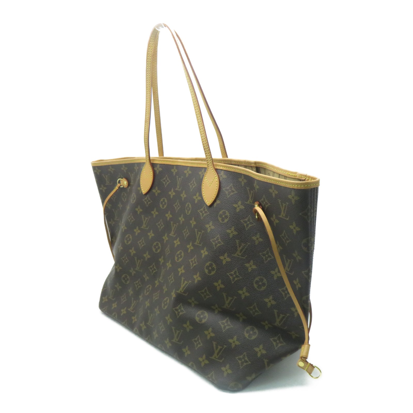 LOUIS VUITTON Monogram Neverfull GM金扣手挽袋啡色