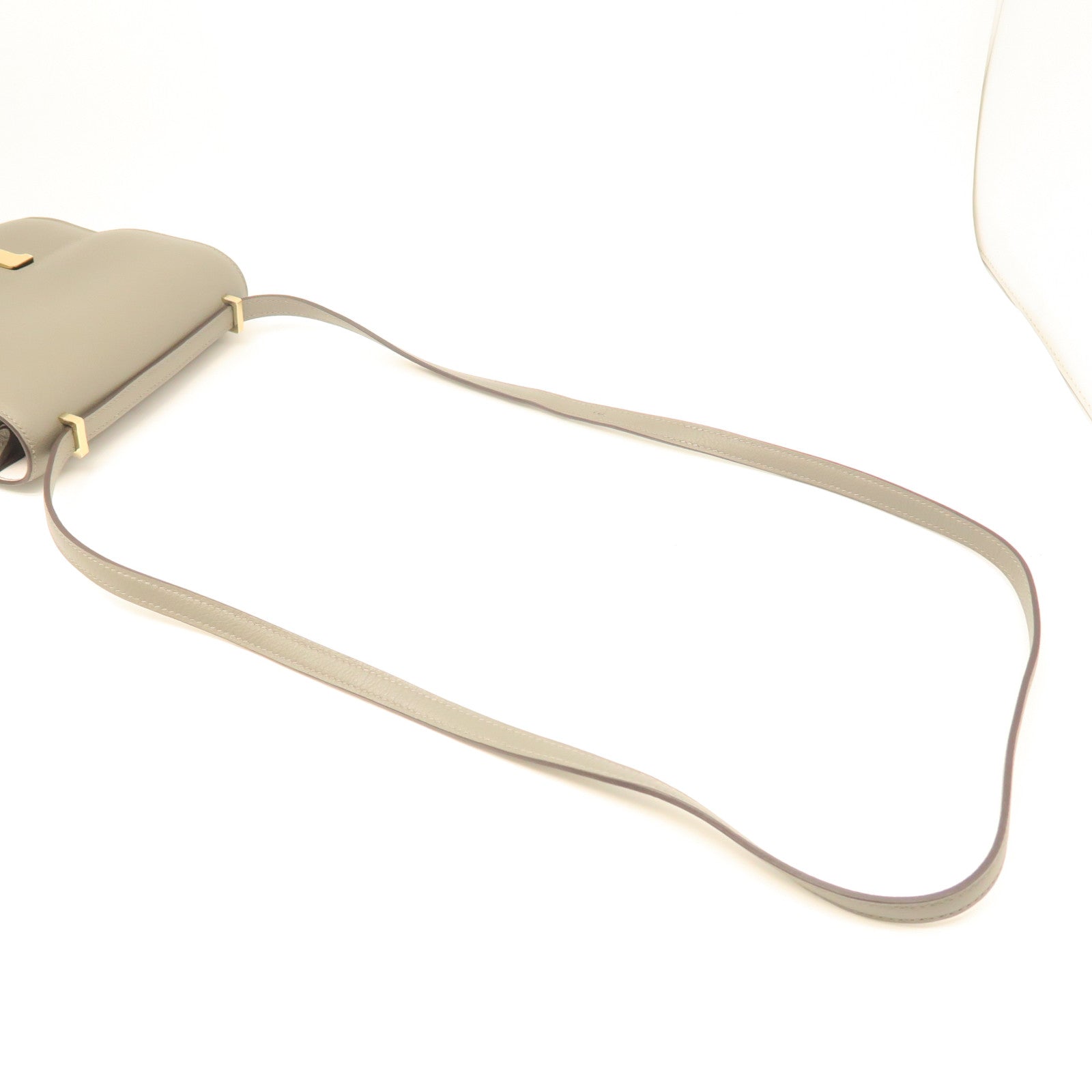 HERMES Veau Epsom Leather Constance Mini Gold Buckle Shoulder Bag Gray