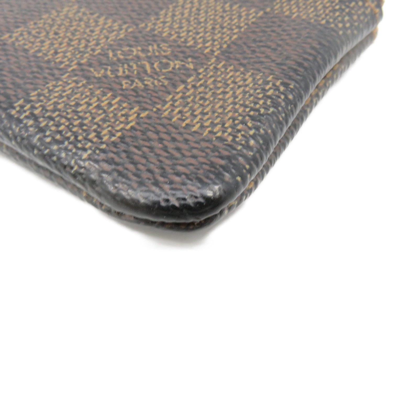 LOUIS VUITTON Damier Key &amp; Coin Case Lock Key Coin Cover Brown