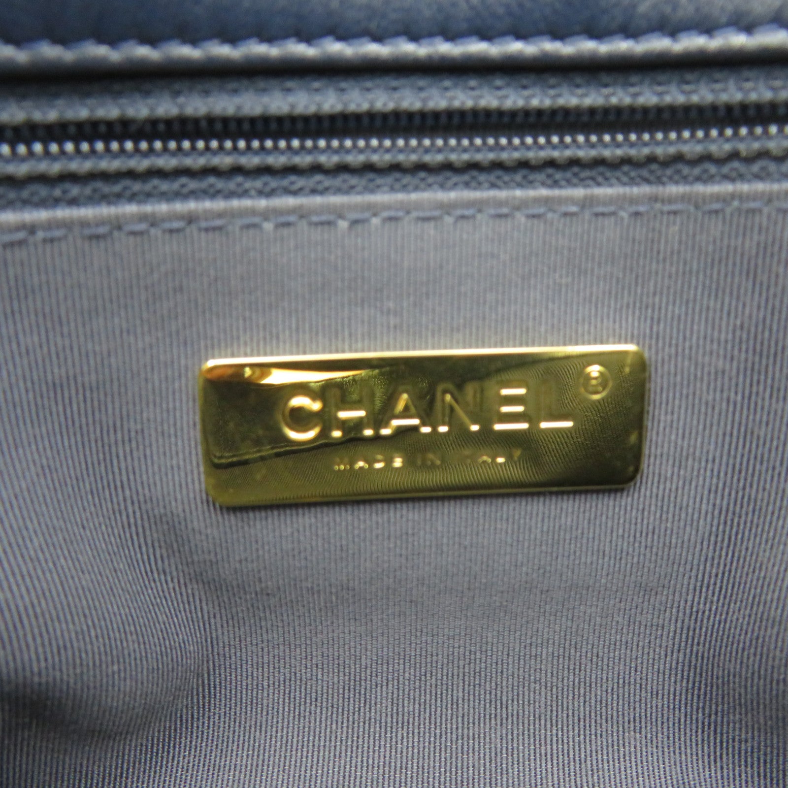CHANEL 菱格羊皮皮革19 Small 2Way Shoulder Bag金扣鏈帶肩背袋寶藍色