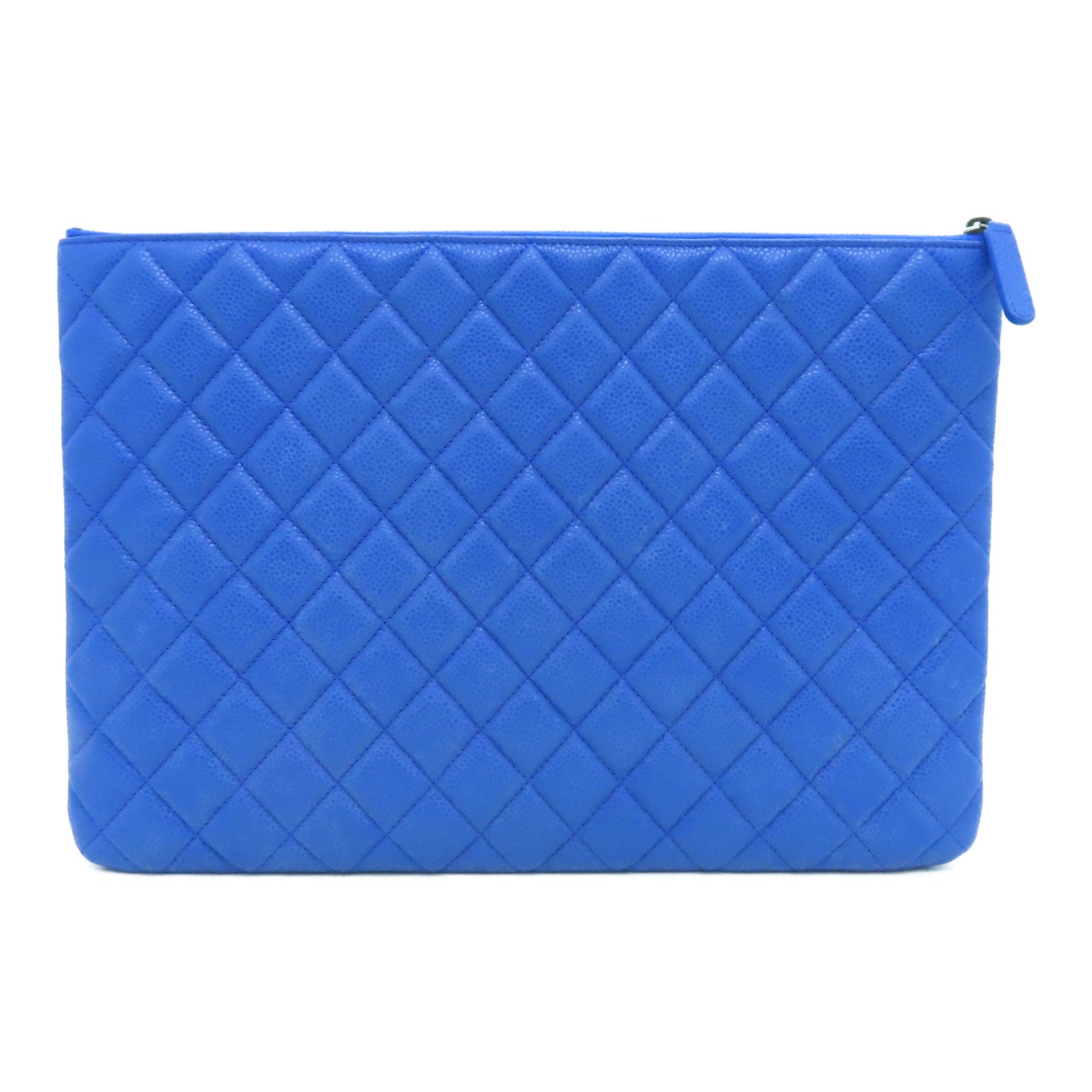 CHANEL 【激減優惠】牛皮皮革Pouch銀扣手拿包藍色