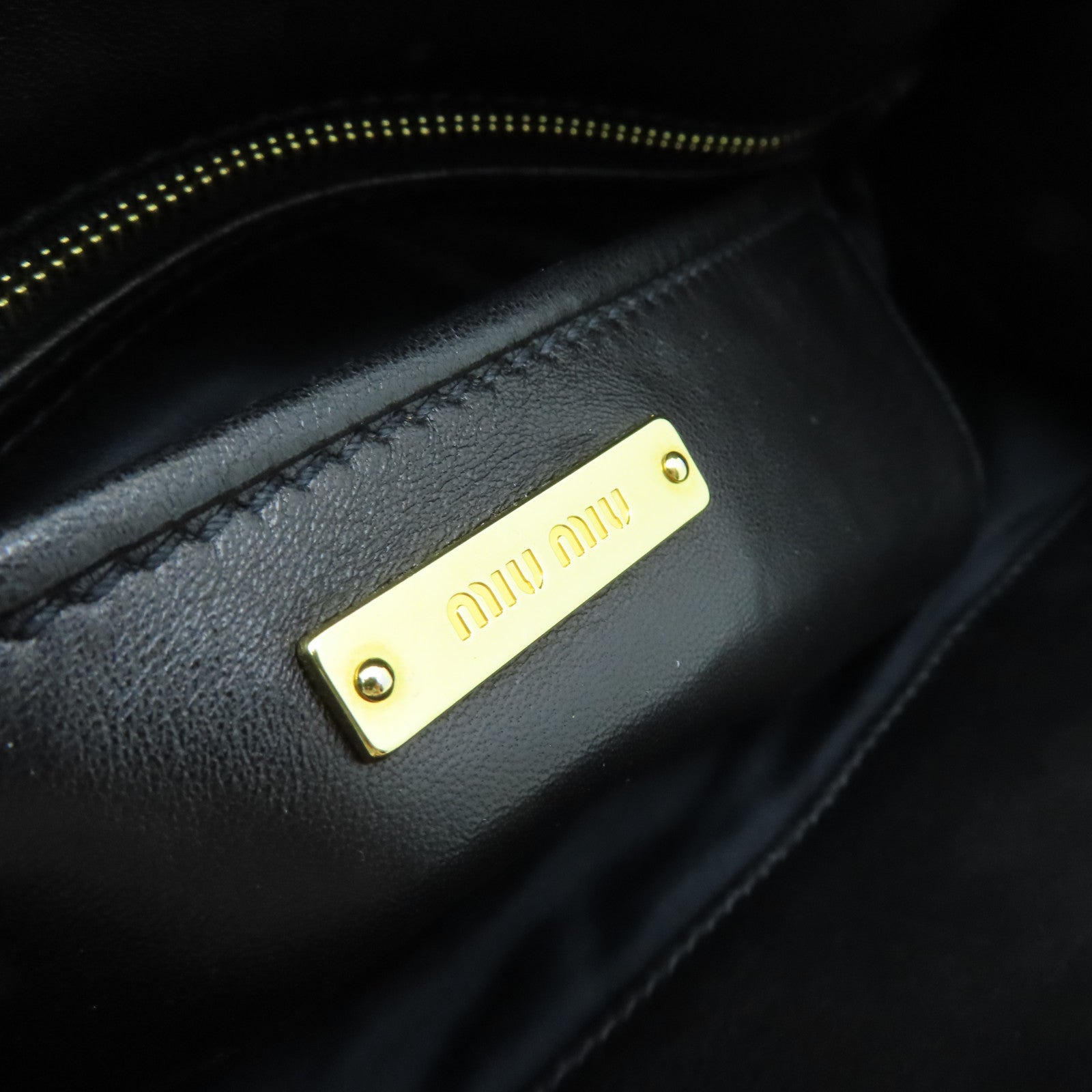 Miu Miu sheepskin leather 2way Shoulder Bag gold buckle handle shoulder bag black