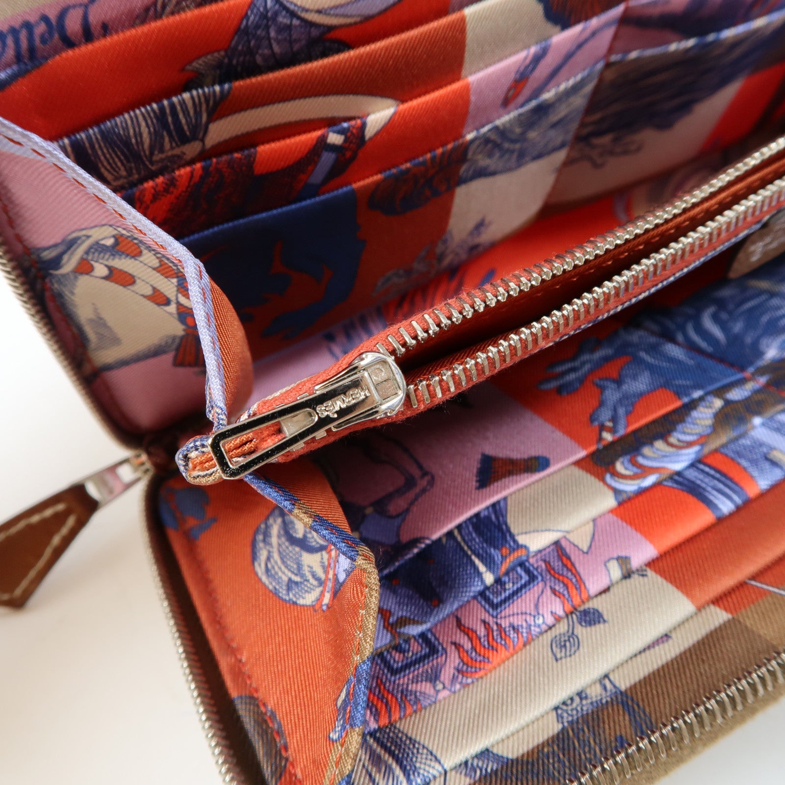 HERMES Epsom皮革Silk In Wallet銀扣長錢包Etoupe大象灰色