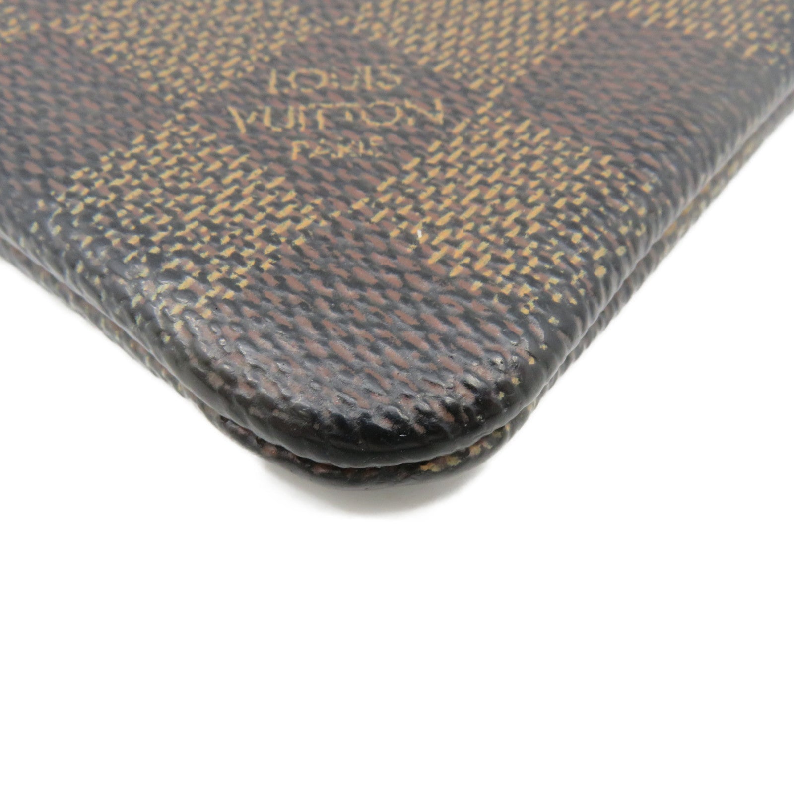 LOUIS VUITTON Damier Key &amp; Coin Case Lock Key Coin Cover Brown