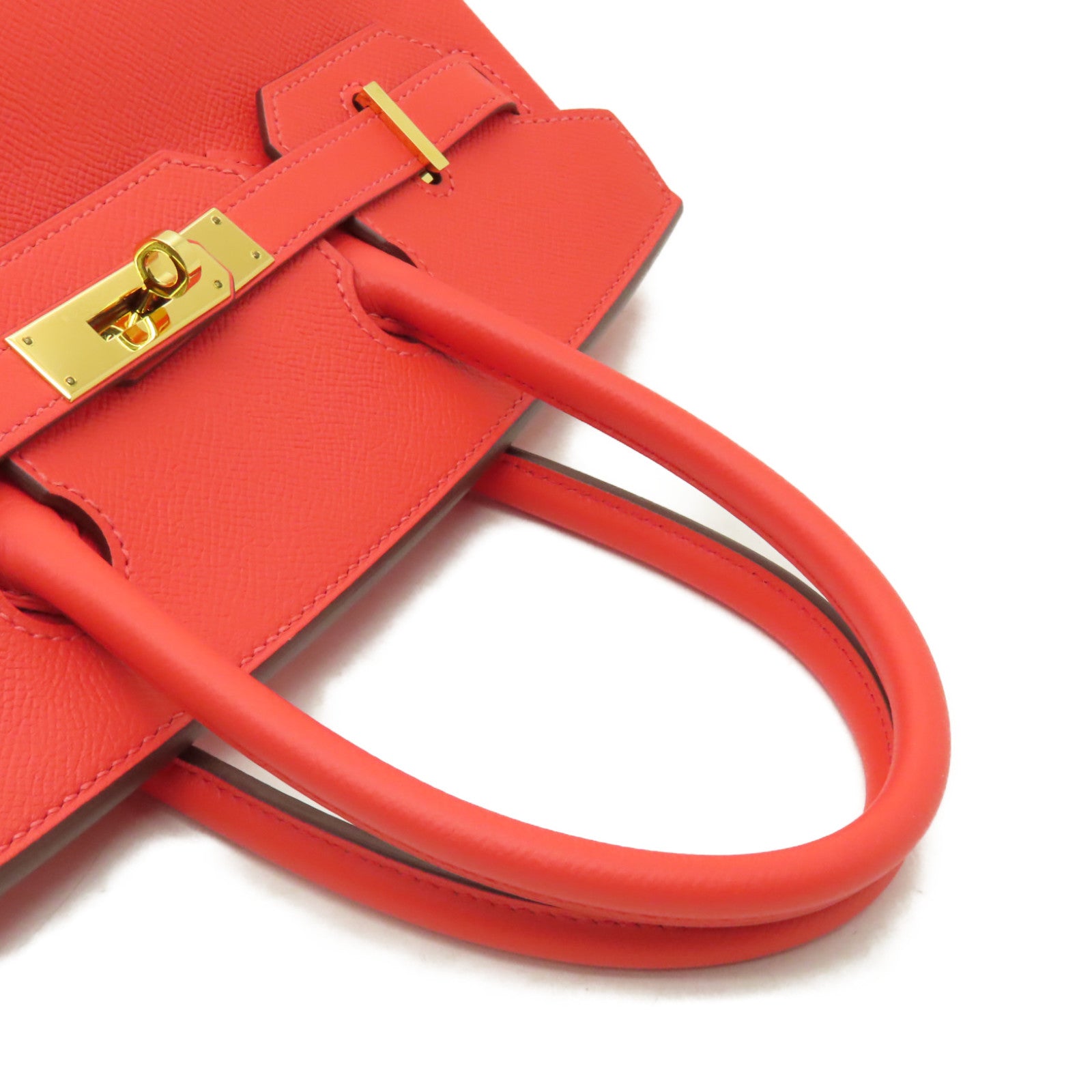 HERMES Epsom皮革Birkin 30金扣手挽袋橙色