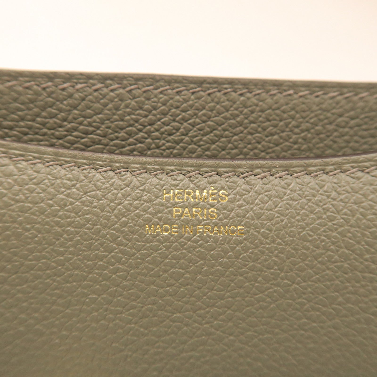 HERMES Veau Epsom Leather Constance Mini Gold Buckle Shoulder Bag Gray