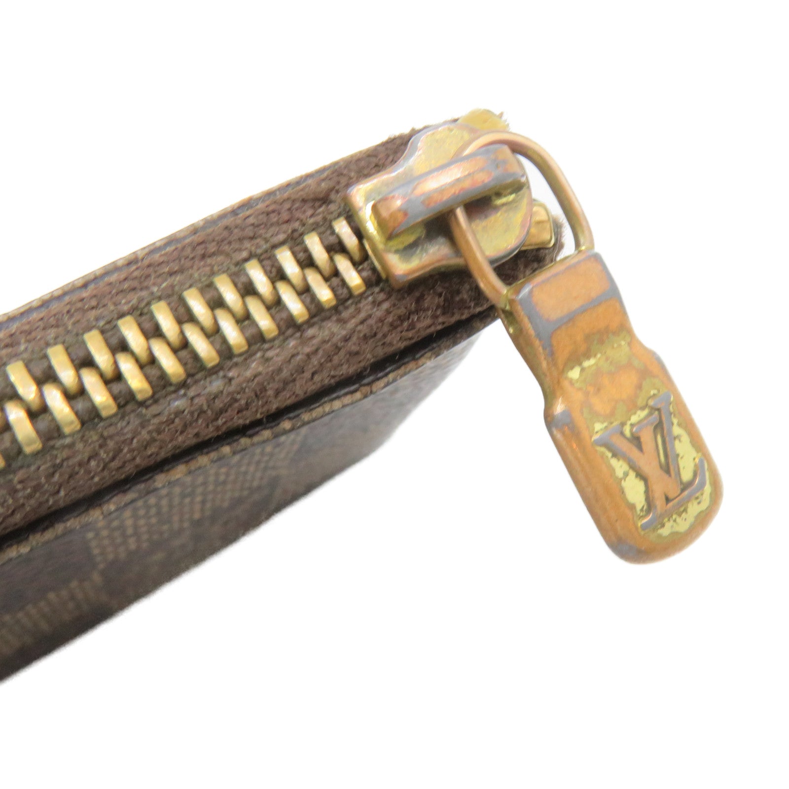 LOUIS VUITTON Damier Key &amp; Coin Case Lock Key Coin Cover Brown