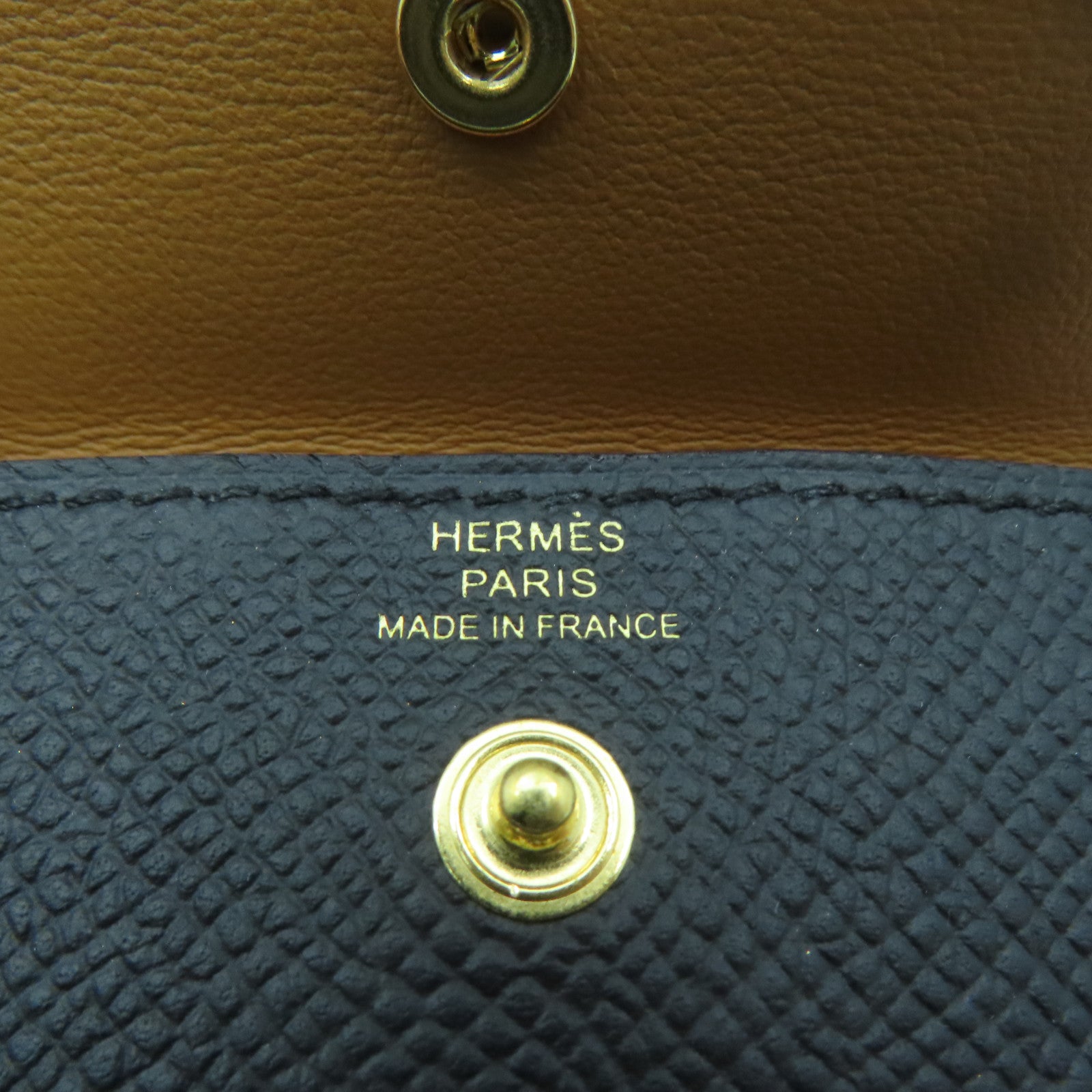 HERMES Epsom Leather Kelly Pocket 18 Belt Gold Buckle Belt Black