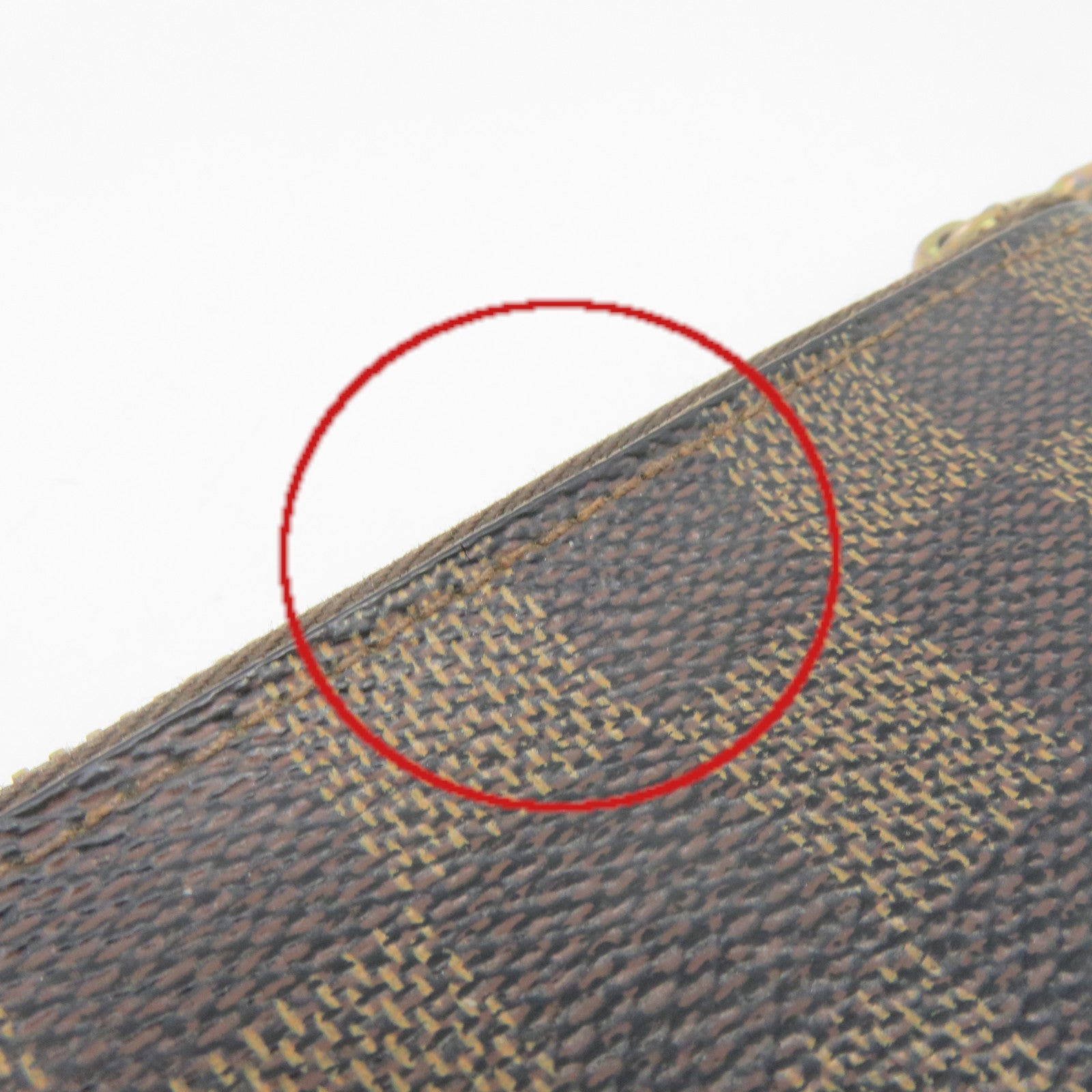 LOUIS VUITTON Damier Key &amp; Coin Case Lock Key Coin Cover Brown