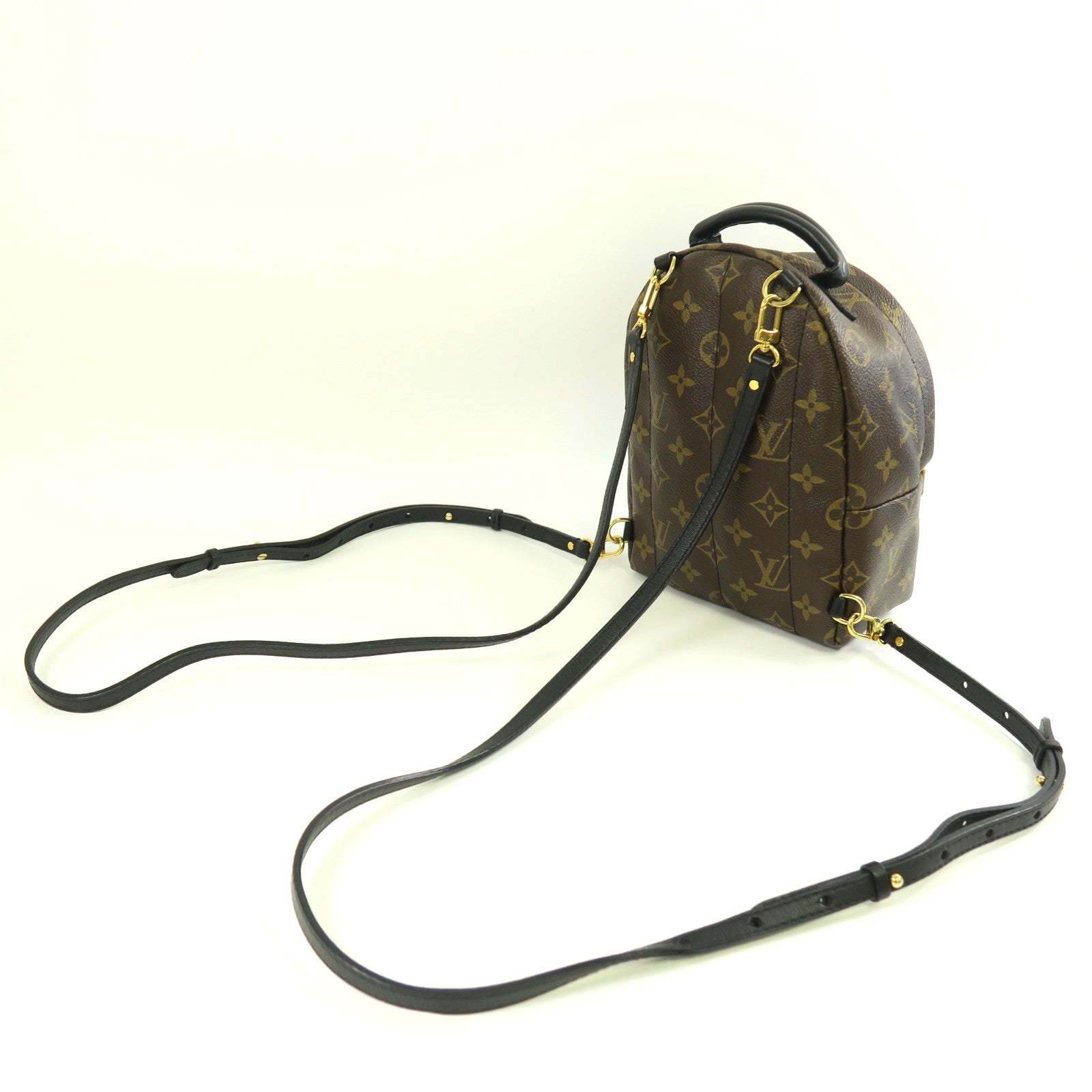 LOUIS VUITTON Monogram Macassar Palm Springs Mini金扣背包啡色