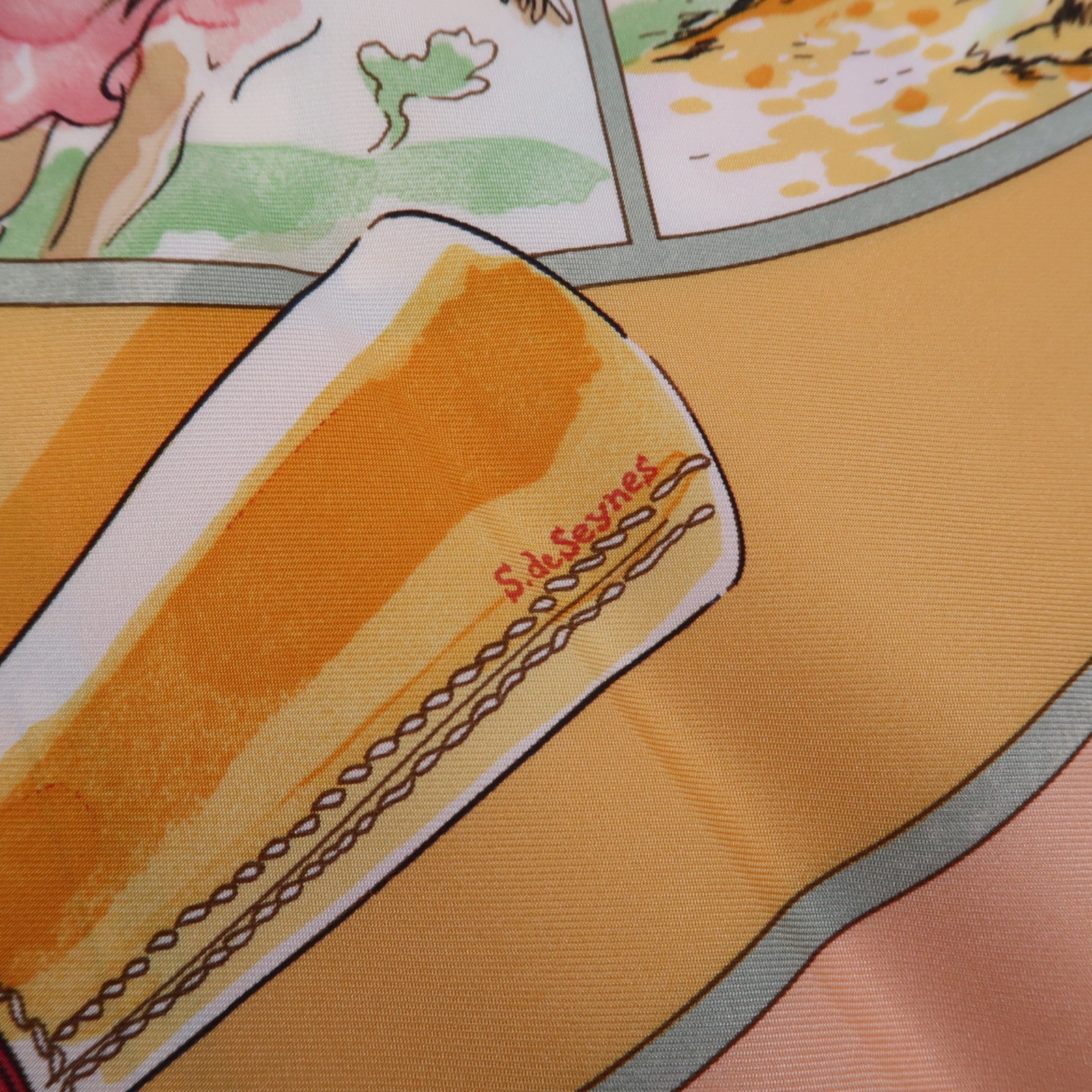 HERMES 絲質90x90 Scarf絲巾蜜桃色
