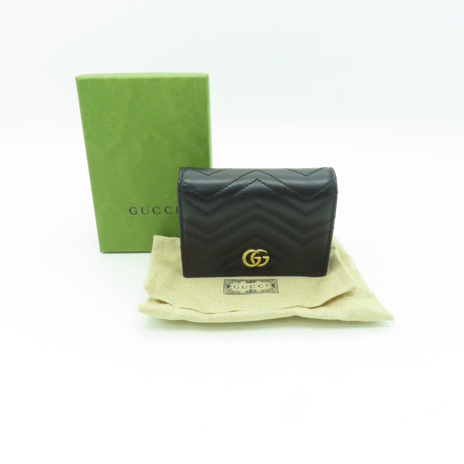 GUCCI 牛皮皮革Wallet金扣錢包黑色