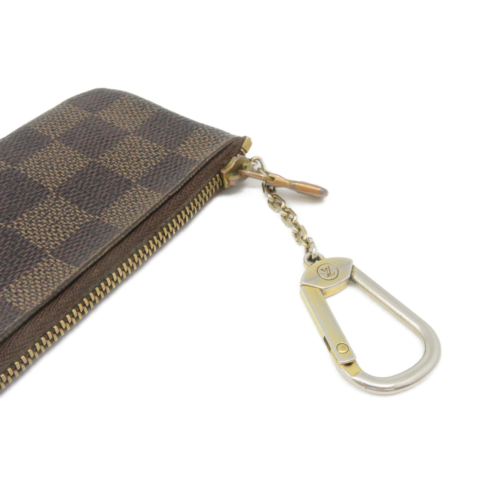 LOUIS VUITTON Damier Key &amp; Coin Case Lock Key Coin Cover Brown