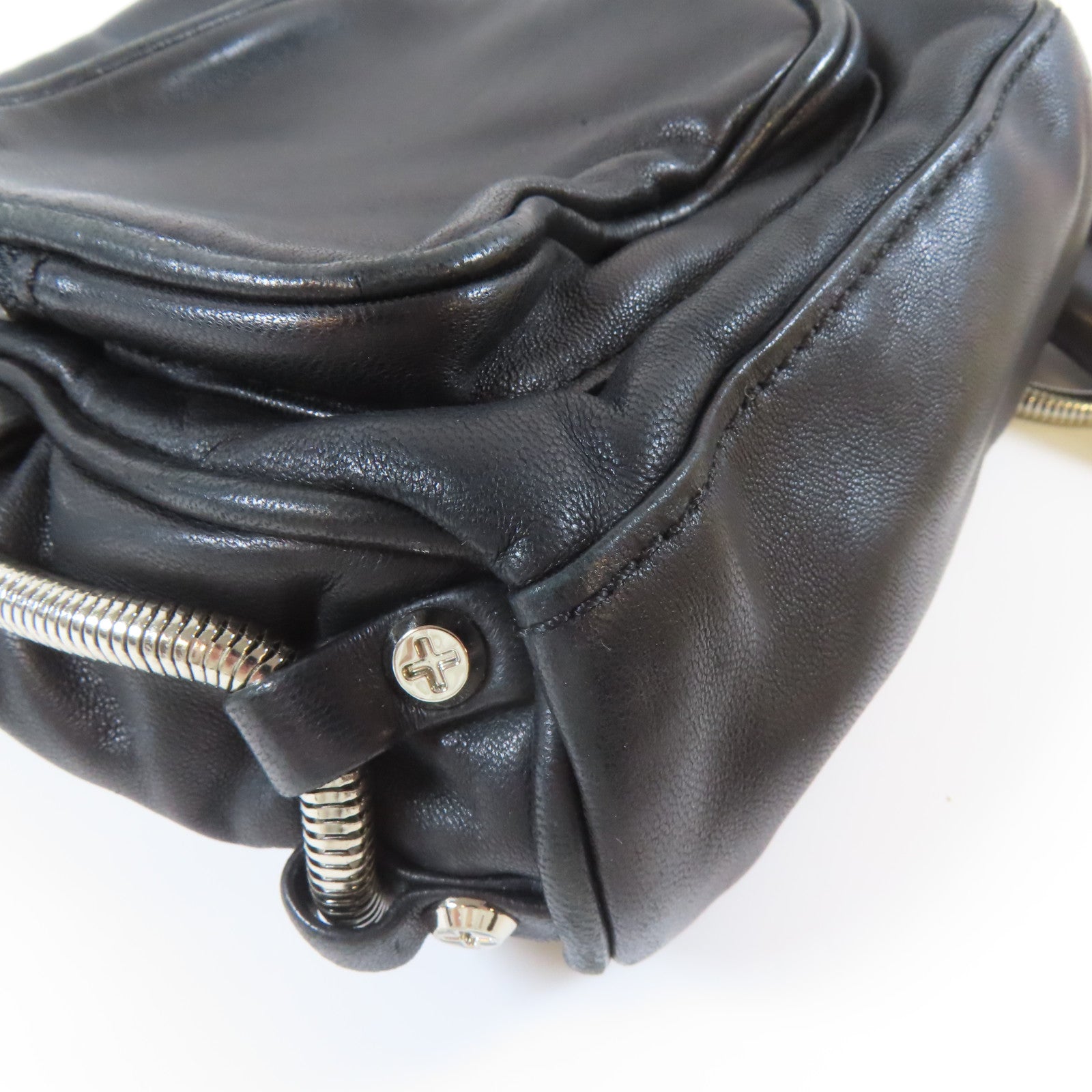Alexander Wang 羊皮皮革Shoulder Bag銀扣肩背袋黑色