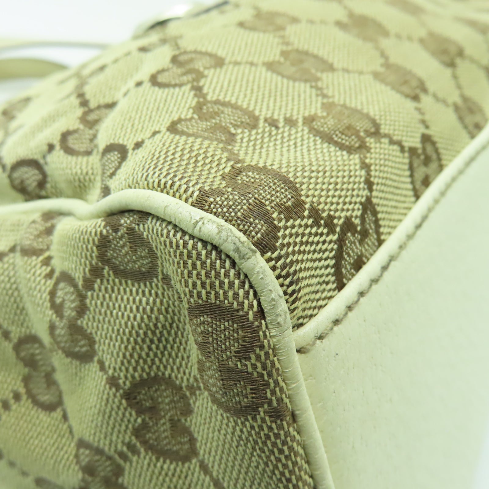 GUCCI 帆布Shoulder Bag金扣肩背袋啡色/白色