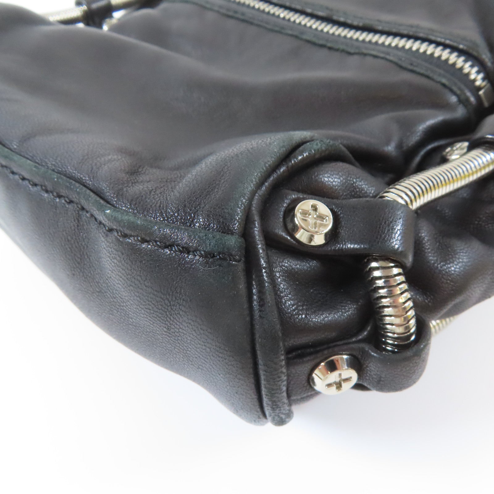 Alexander Wang 羊皮皮革Shoulder Bag銀扣肩背袋黑色