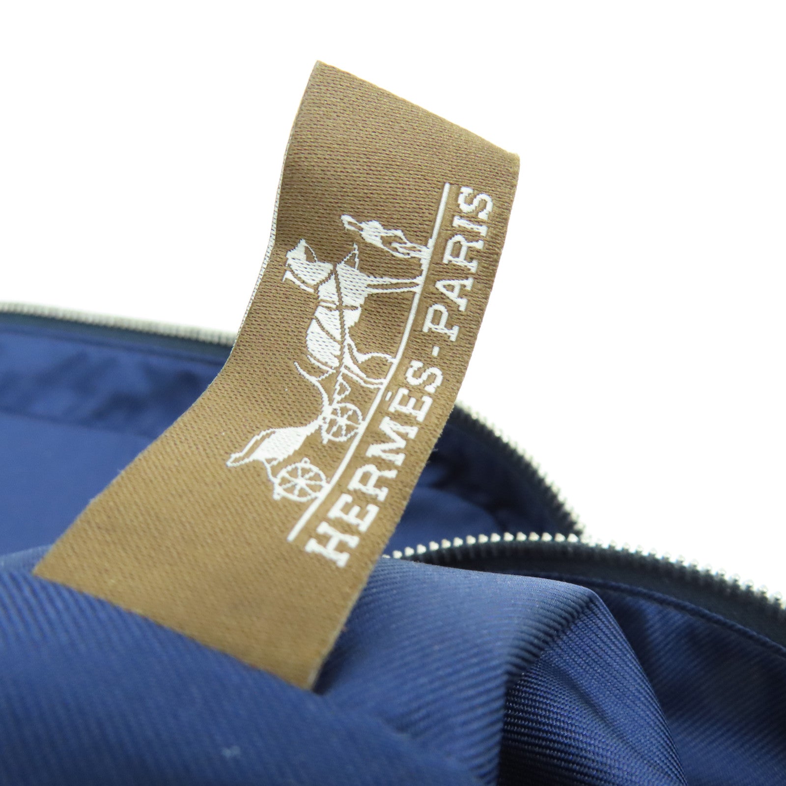 HERMES 絲質Housse De Voyage PM旅行袋銀扣紅色/藍色