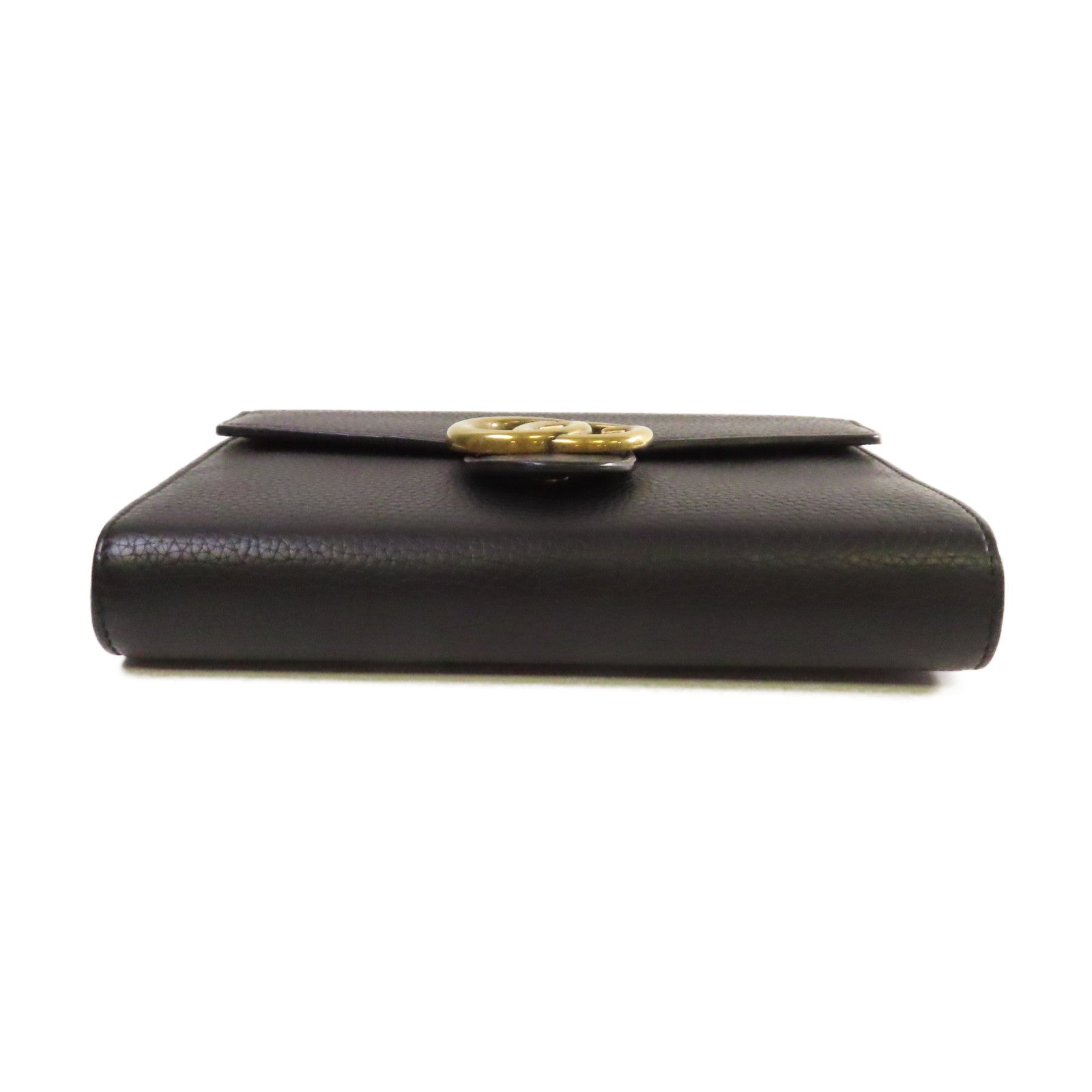 GUCCI 牛皮皮革GG Marmont Wallet On Chain Shoulder Bag金扣鏈帶肩背袋黑色