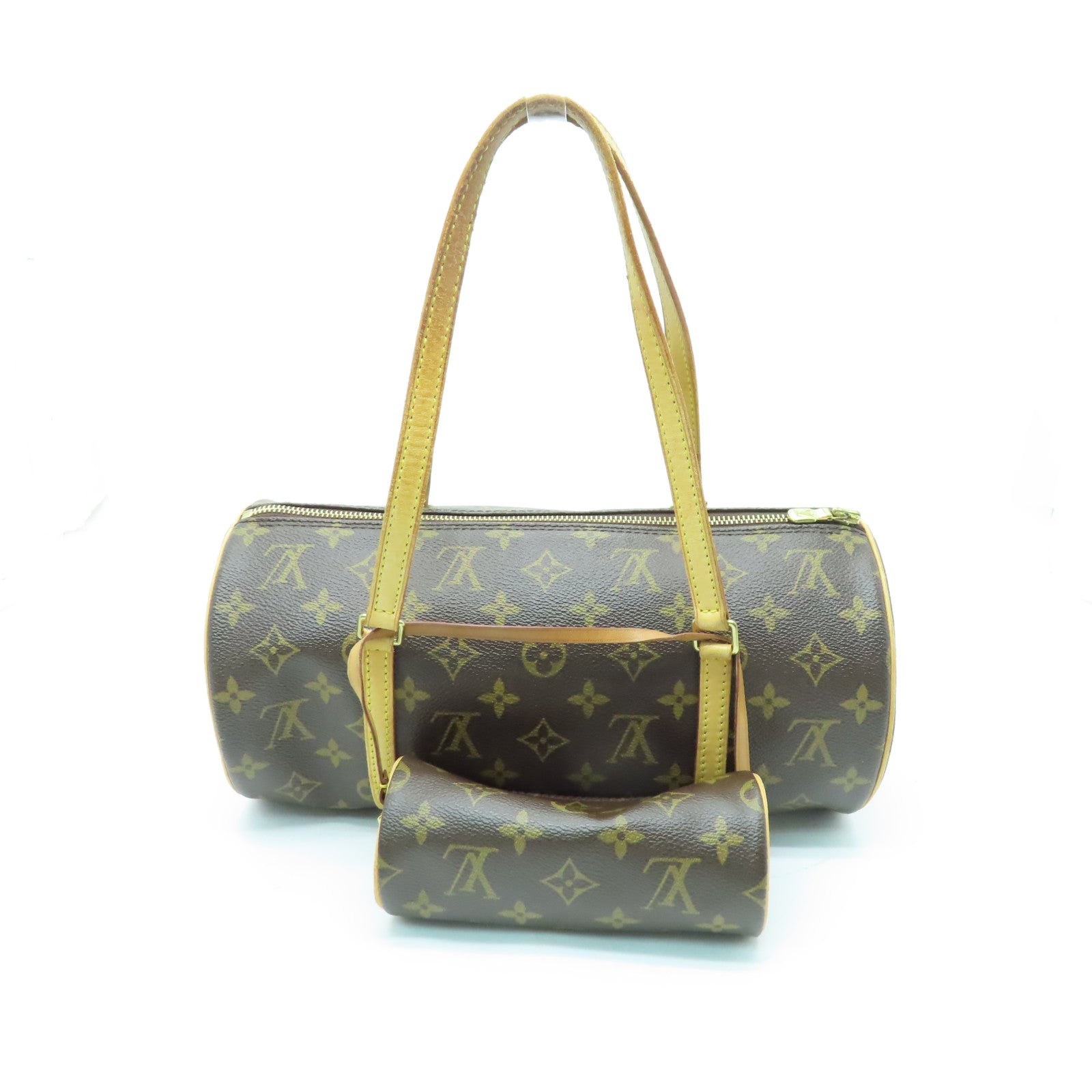 LOUIS VUITTON Monogram Papillon GM金扣肩背袋棕色