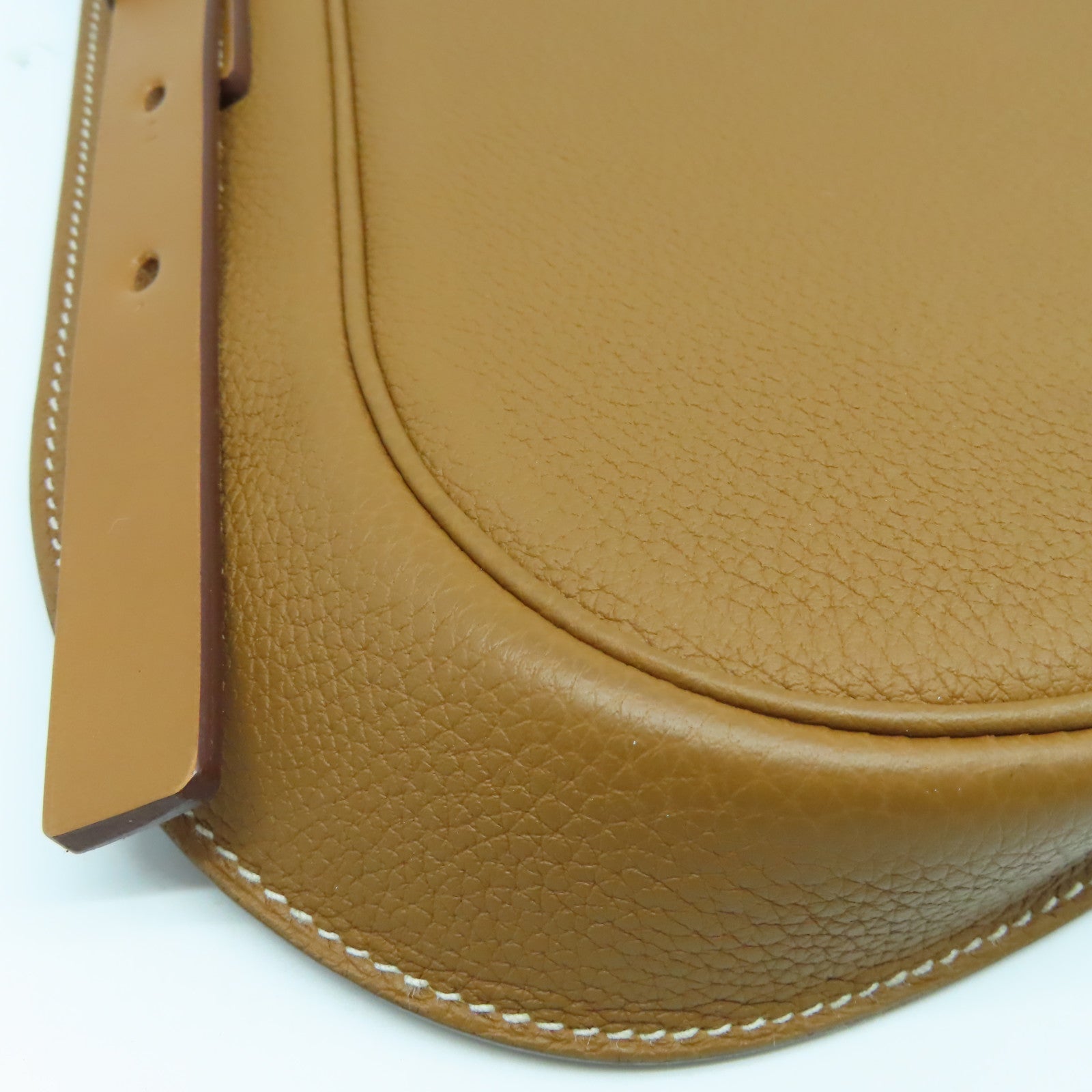 HERMES Togo皮革/Vache皮革Cavaliere 21銀扣肩背袋經典駝色