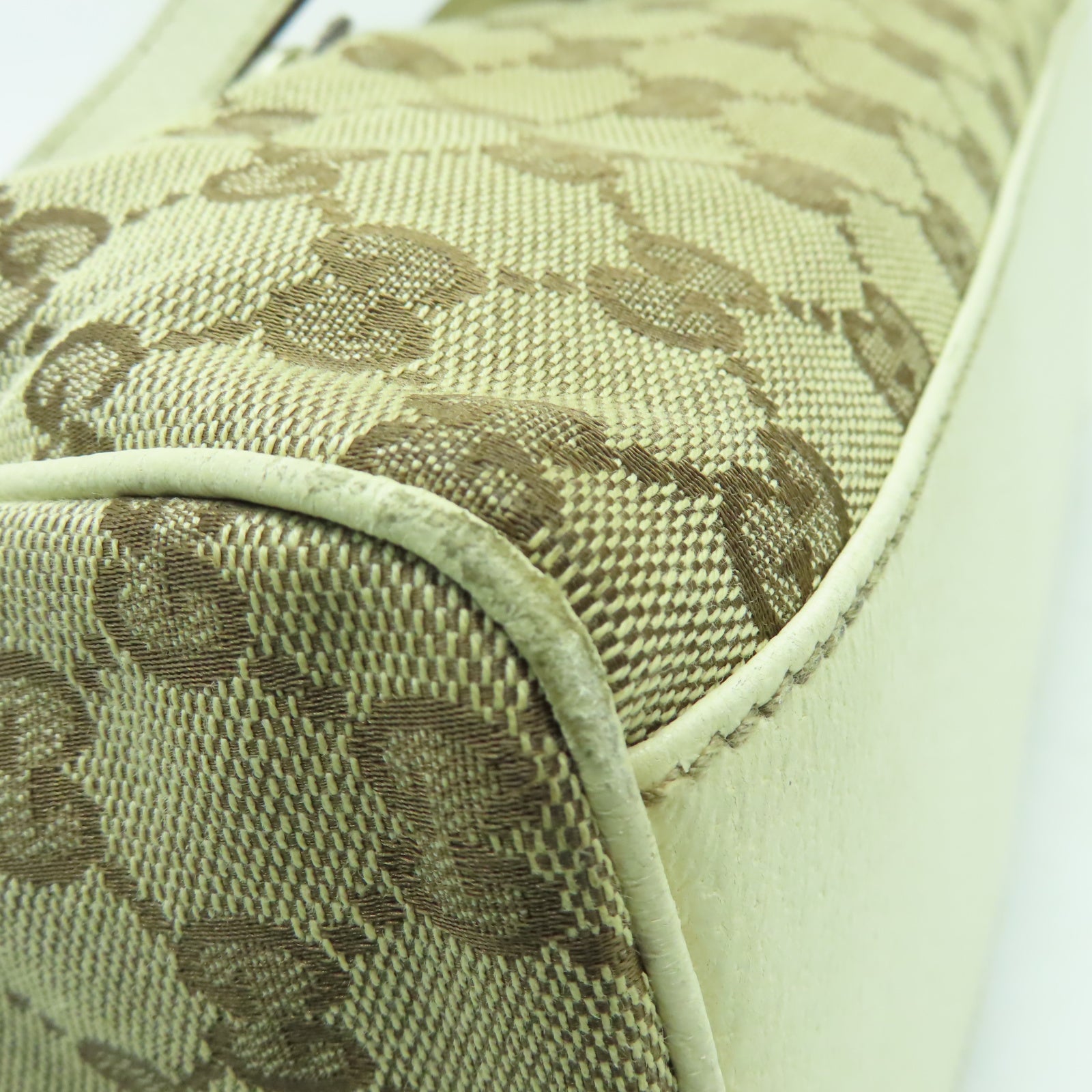 GUCCI 帆布Shoulder Bag金扣肩背袋啡色/白色