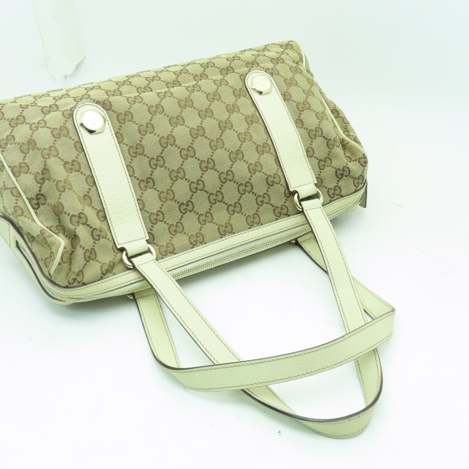 GUCCI 帆布Shoulder Bag金扣肩背袋啡色/白色