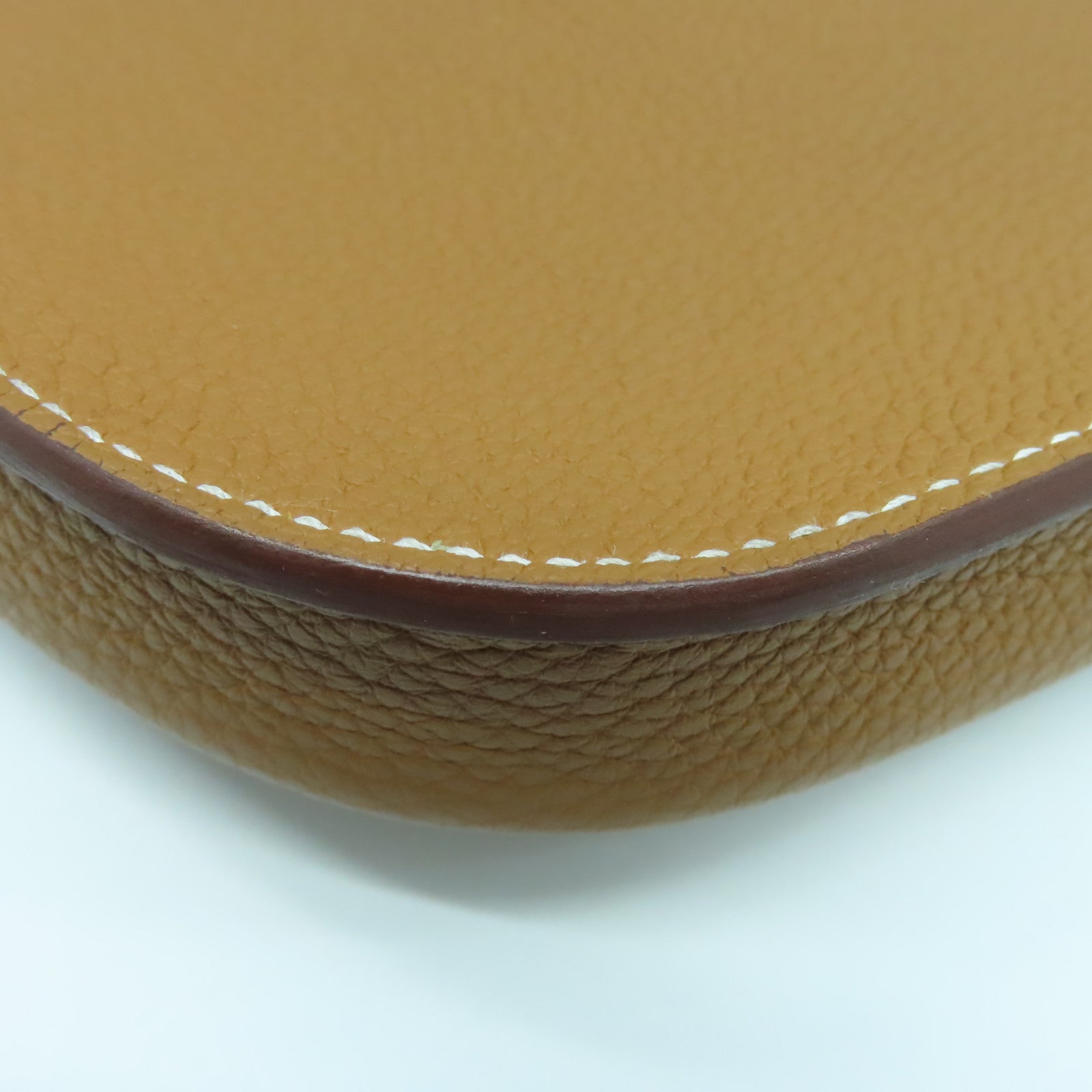 HERMES Togo皮革/Vache皮革Cavaliere 21銀扣肩背袋經典駝色