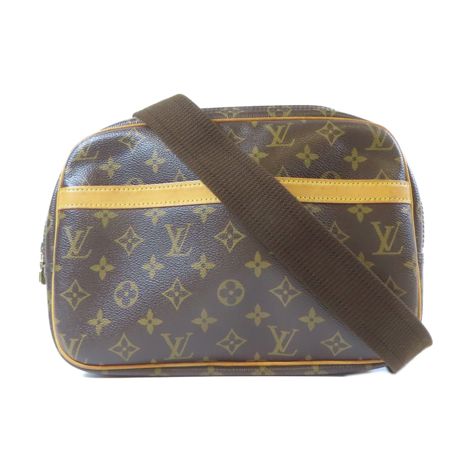 LOUIS VUITTON Monogram Reporter金扣肩背袋啡色