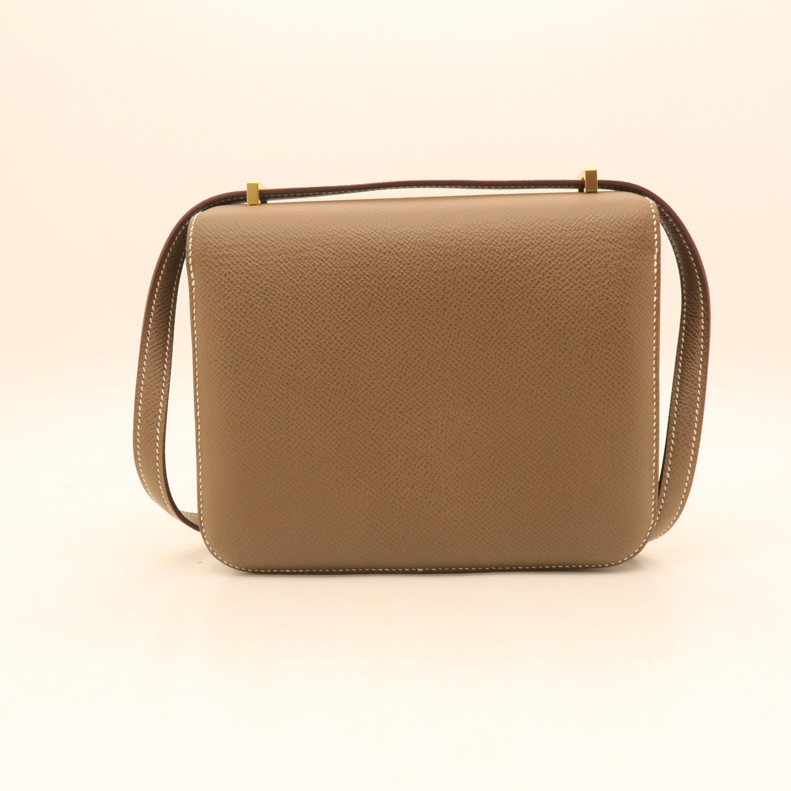 HERMES Veau Epsom Leather Constance Mini Gold Buckle Shoulder Bag Elephant Gray