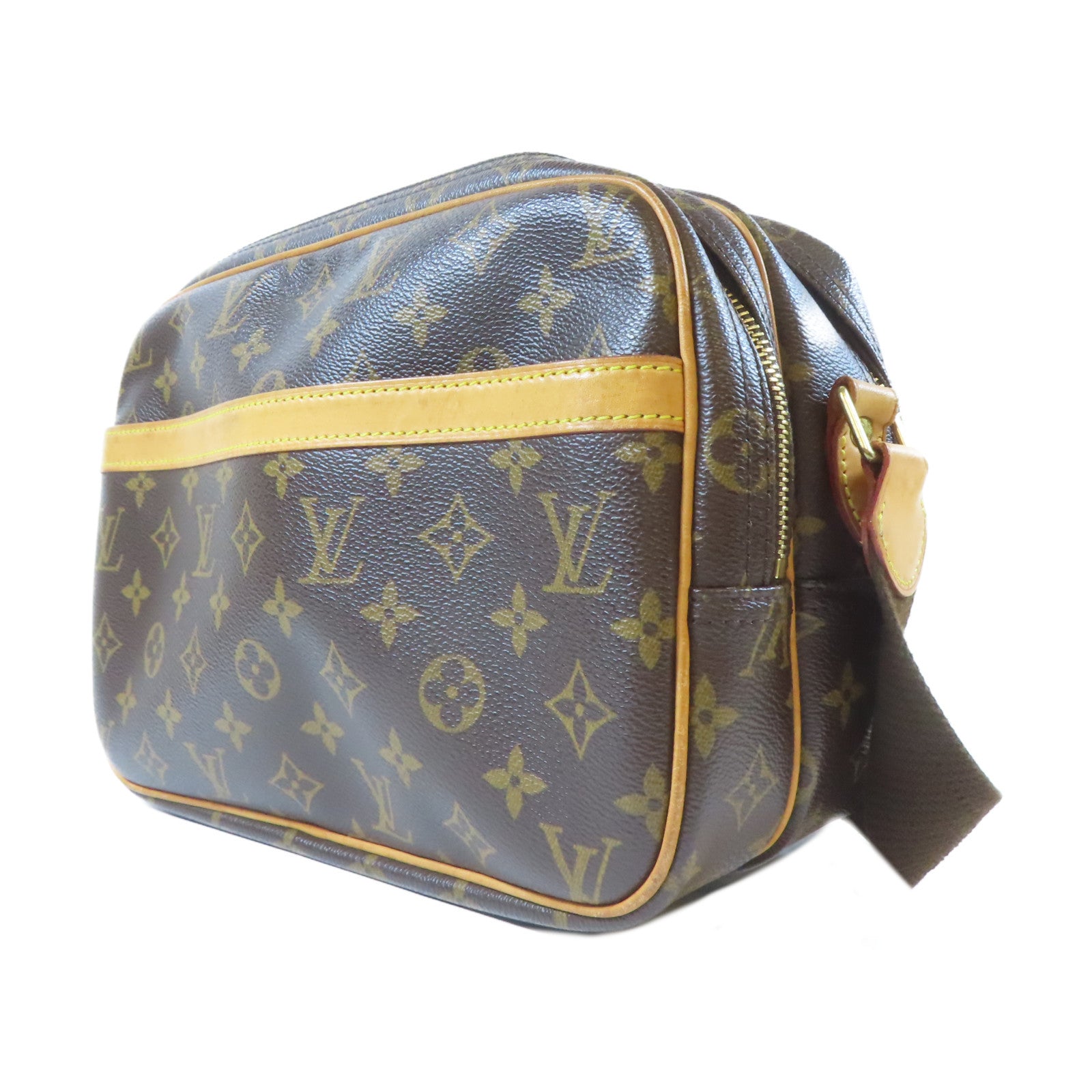 LOUIS VUITTON Monogram Reporter金扣肩背袋啡色