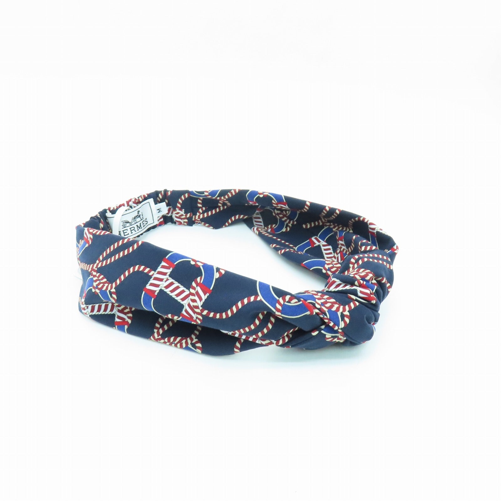 HERMES Nylon Canoe H Gabi headband Bleu Navy dark blue