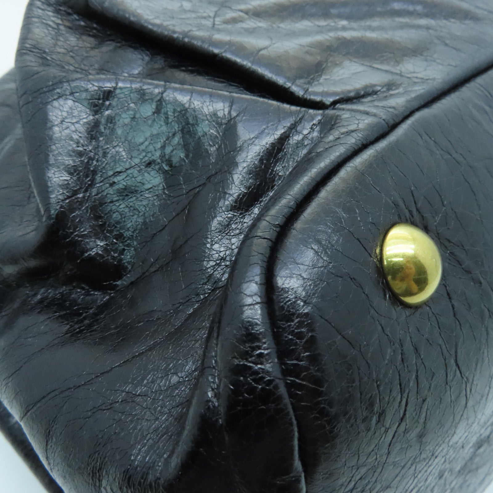Miu Miu cowhide leather 2 Way Shoulder gold buckle handle shoulder bag black