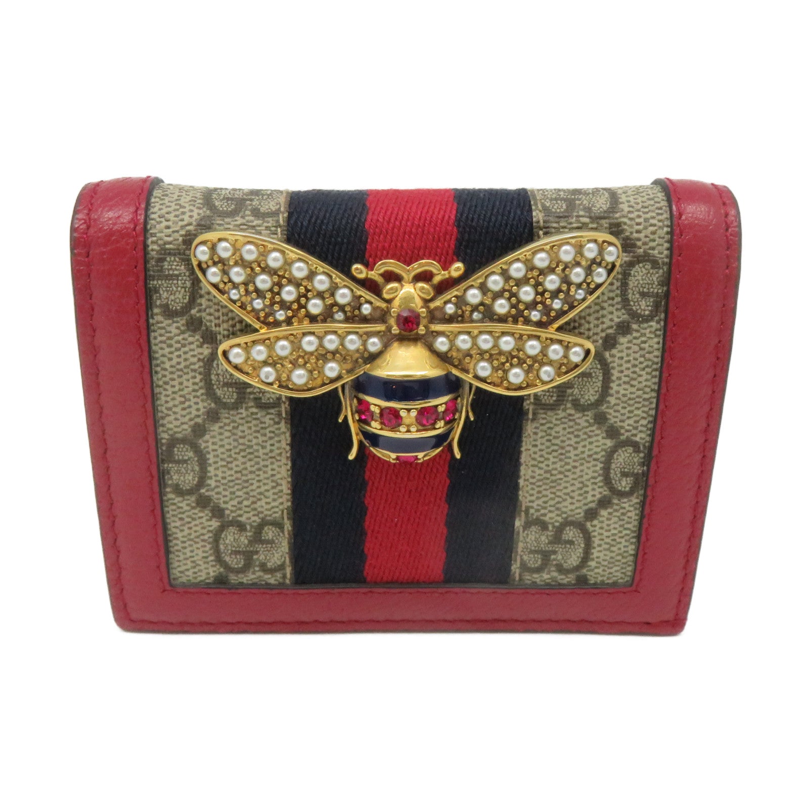 GUCCI 涂层帆布Mini Wallet短钱包啡色/红色