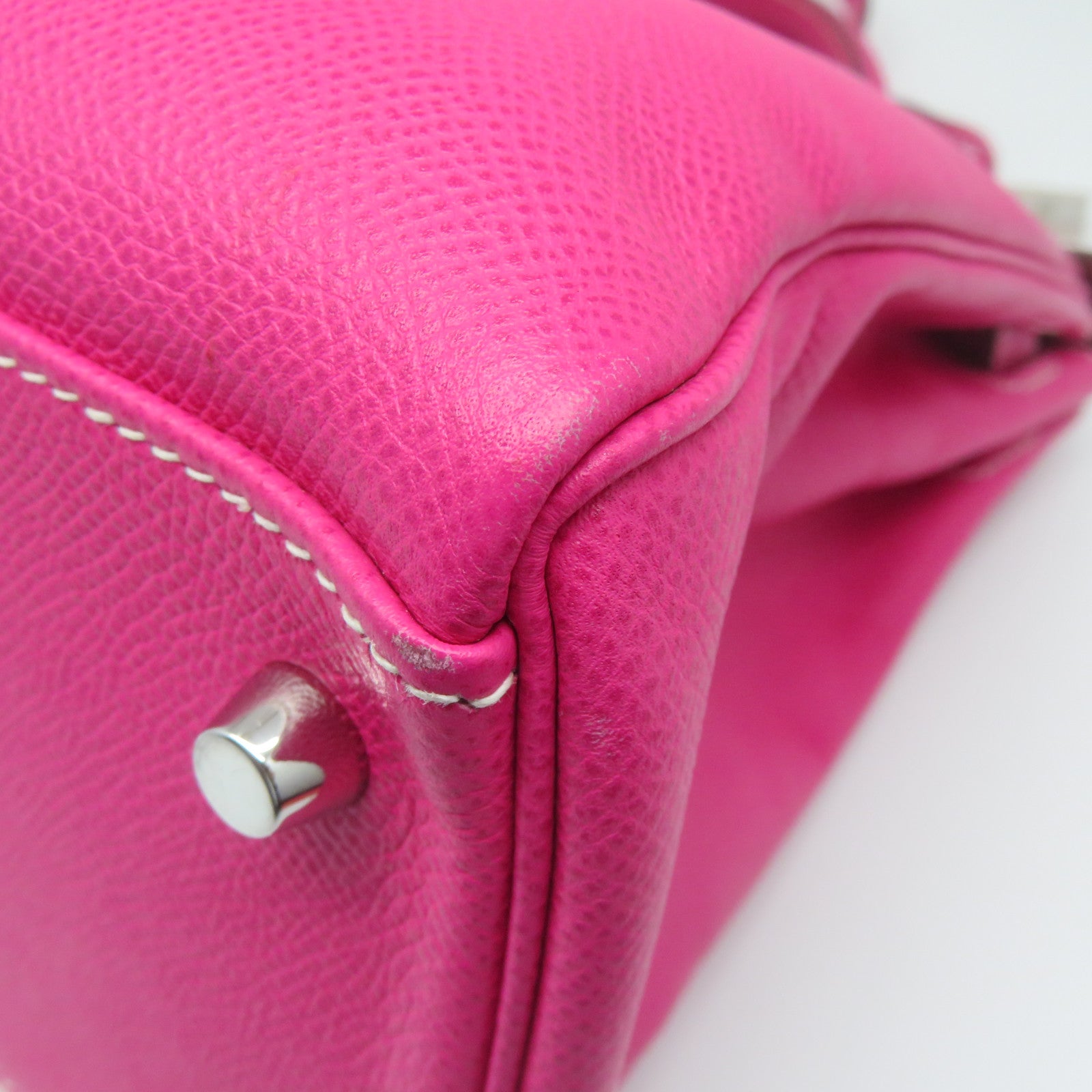 HERMES Epsom皮革Kelly 32银扣手挽肩背两用袋Tosca萤光桃红