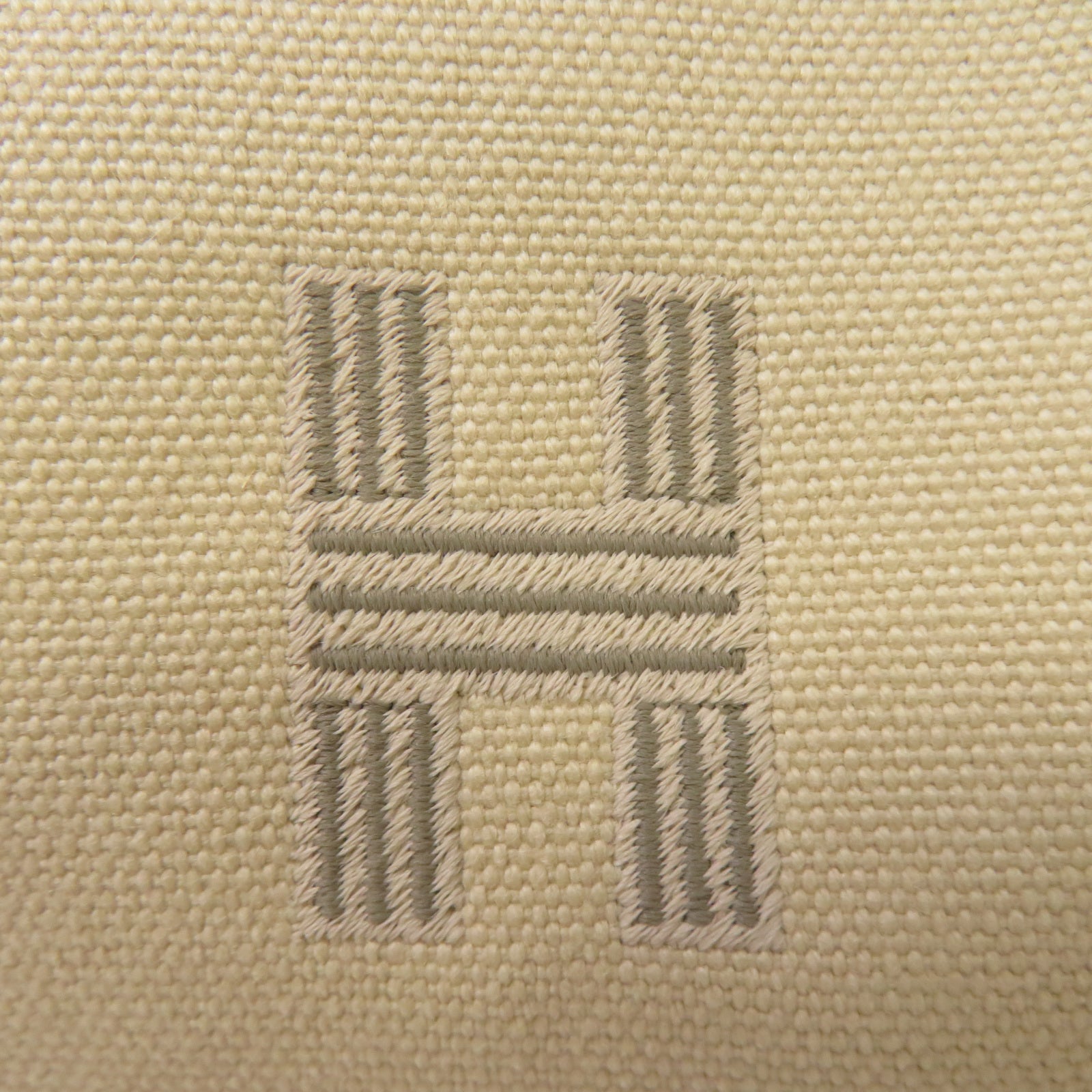 HERMES 帆布Bride A Brac銀扣手挽袋米色