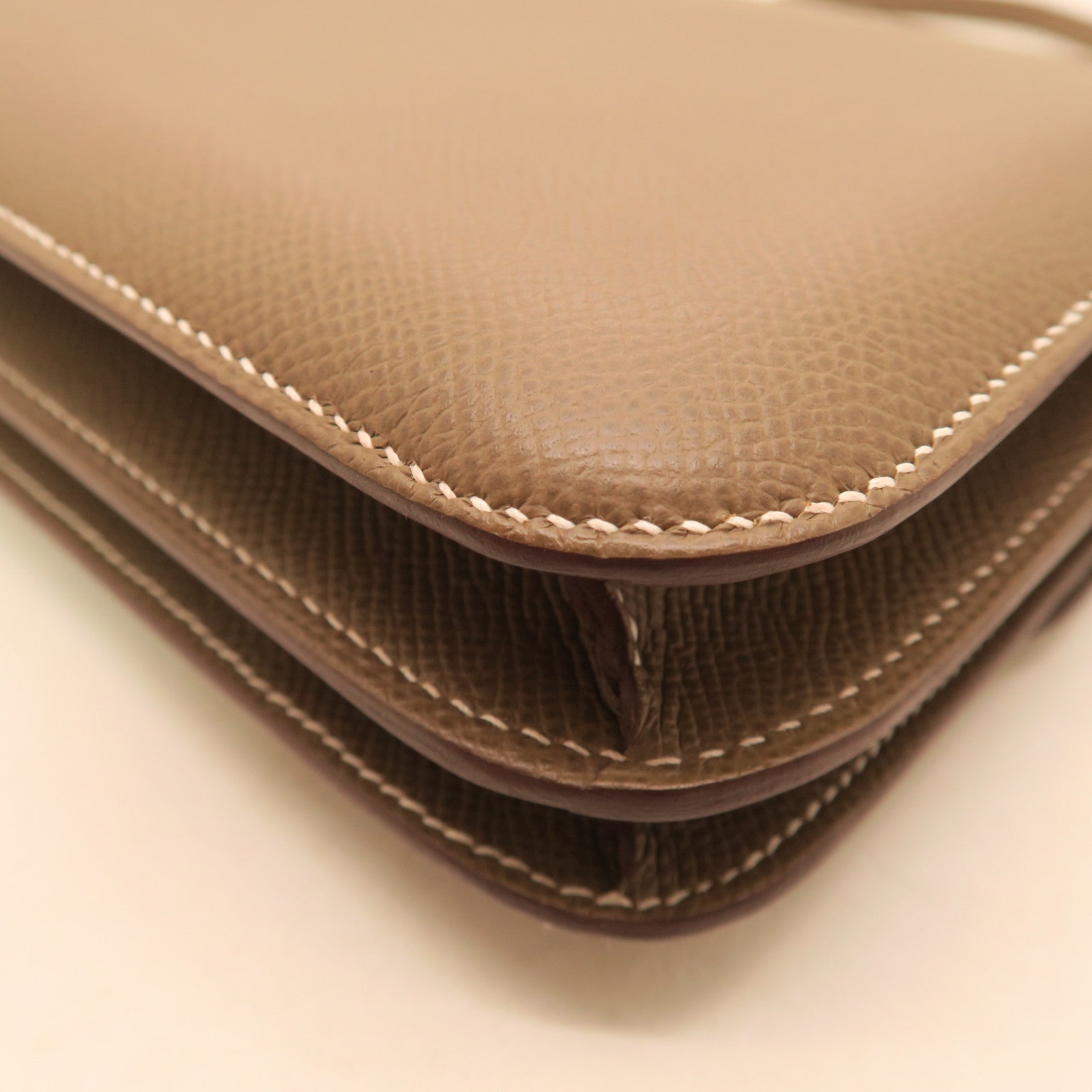 HERMES Veau Epsom Leather Constance Mini Gold Buckle Shoulder Bag Elephant Gray