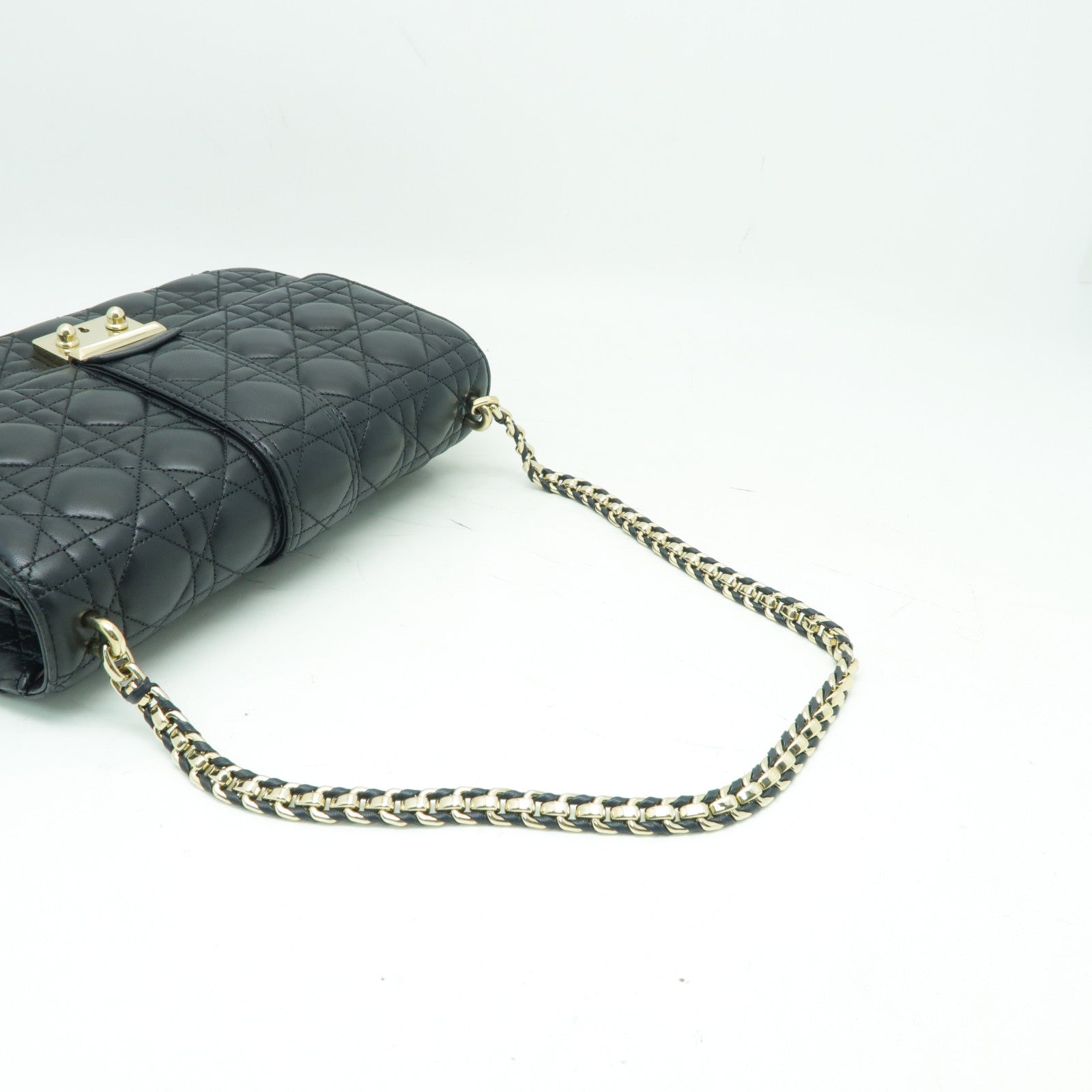 Dior 羊皮皮革Miss Dior金扣鏈帶肩背袋黒色