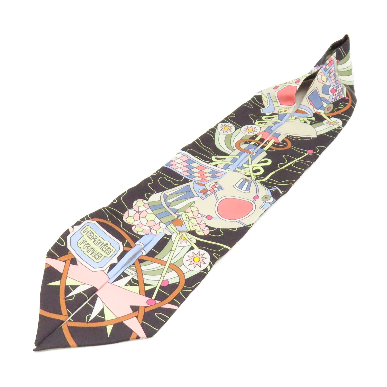 HERMES 【激減優惠】絲質Twilly Scarf絲巾黑色/粉紅色/彩色