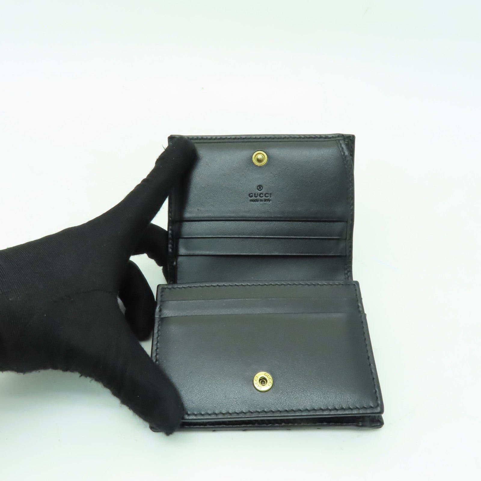 GUCCI 牛皮皮革Wallet金扣錢包黑色