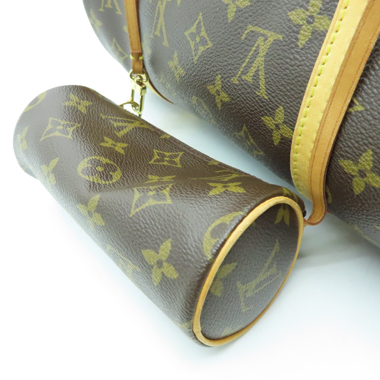 LOUIS VUITTON Monogram Papillon GM金扣肩背袋棕色