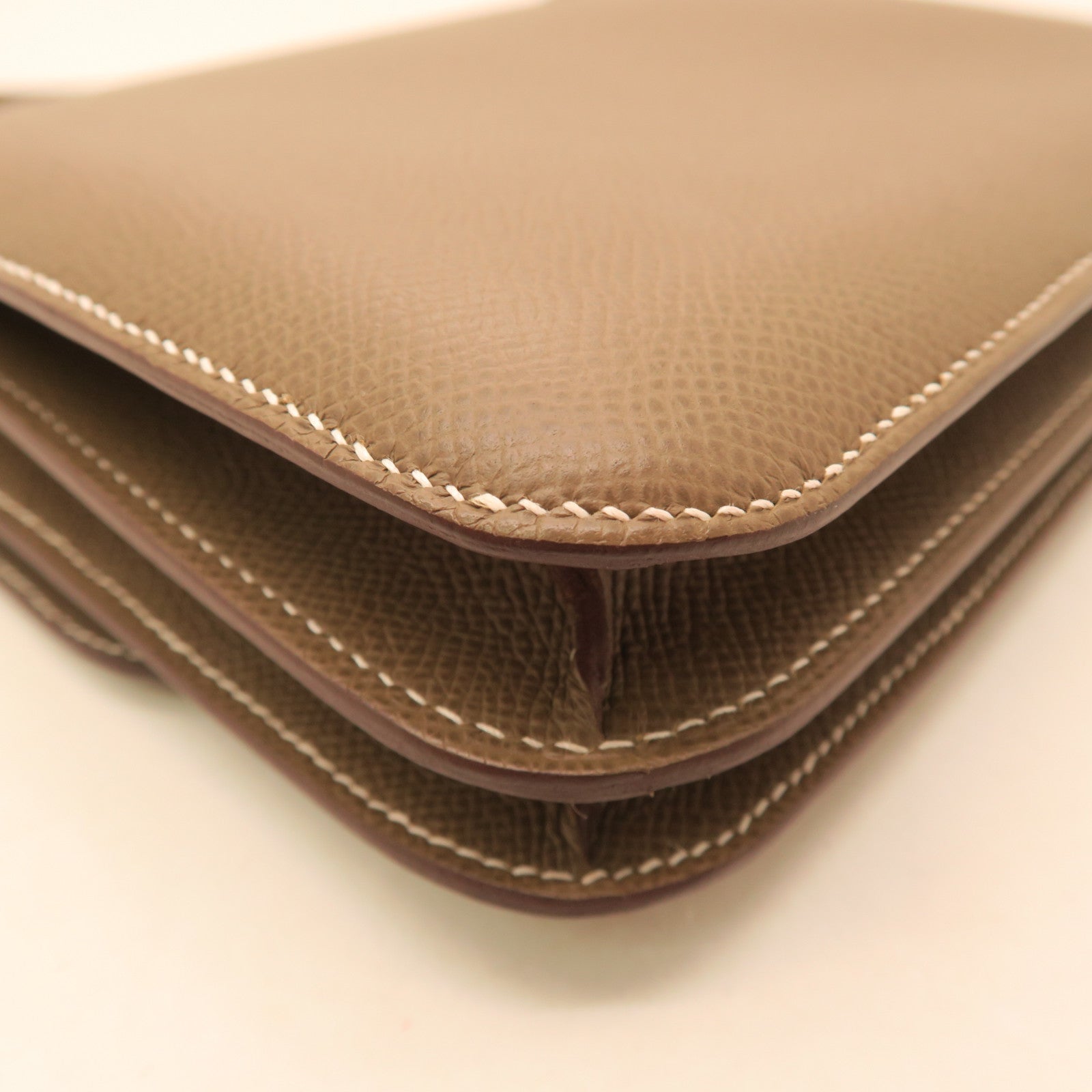 HERMES Veau Epsom Leather Constance Mini Gold Buckle Shoulder Bag Elephant Gray