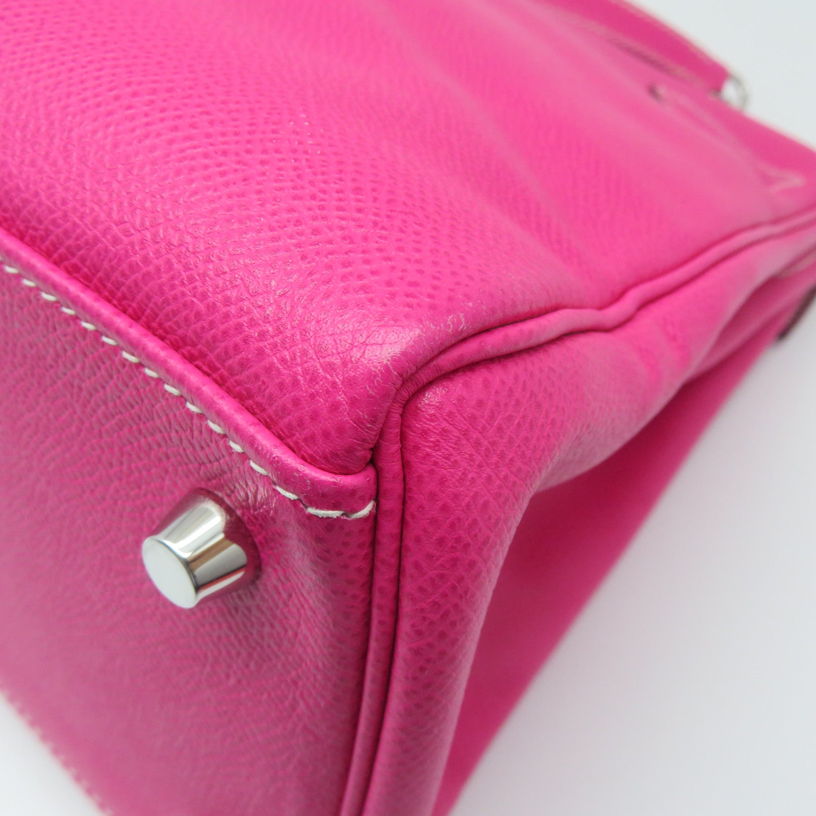 HERMES Epsom皮革Kelly 32银扣手挽肩背两用袋Tosca萤光桃红