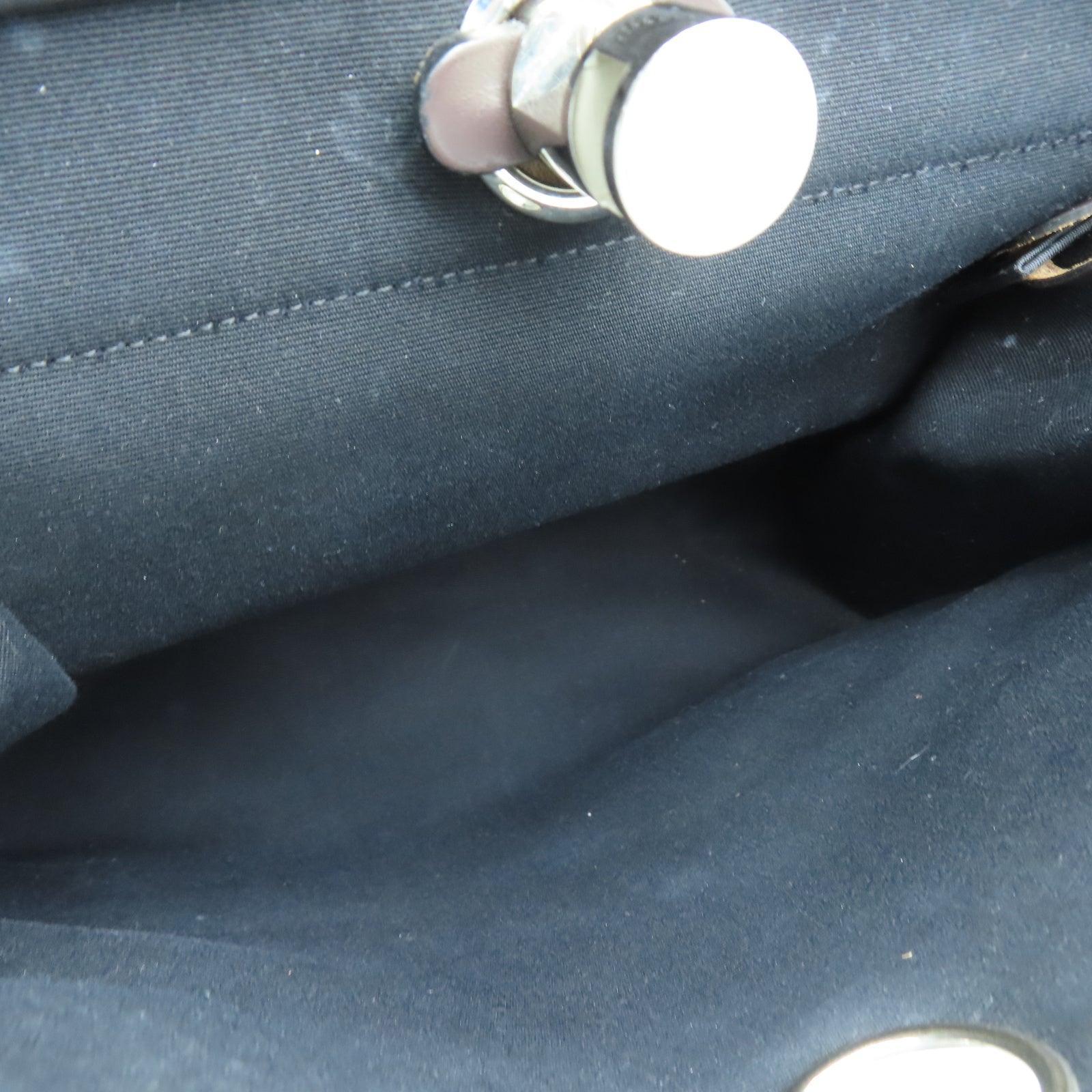 HERMES 帆布Herbag PM銀扣手挽肩背兩用袋黑色/棕色