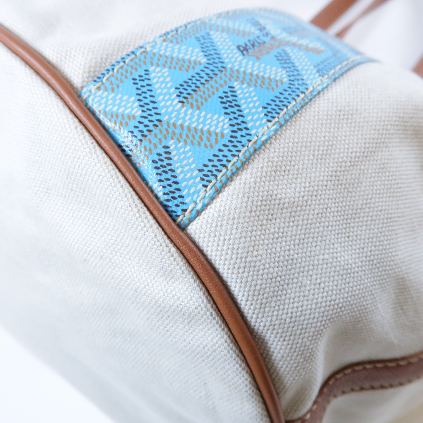 GOYARD 塗層帆布Bellara MM Tote Bag肩背袋米色/藍色