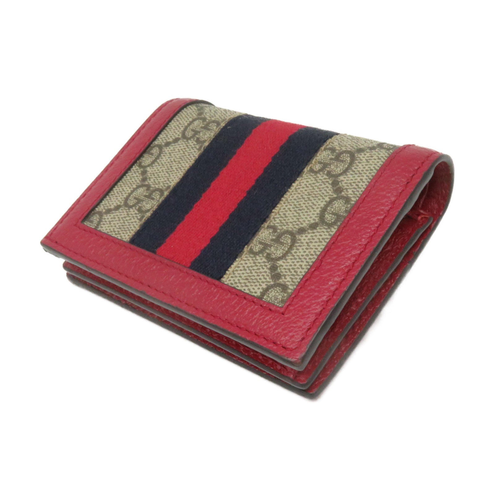 GUCCI 涂层帆布Mini Wallet短钱包啡色/红色