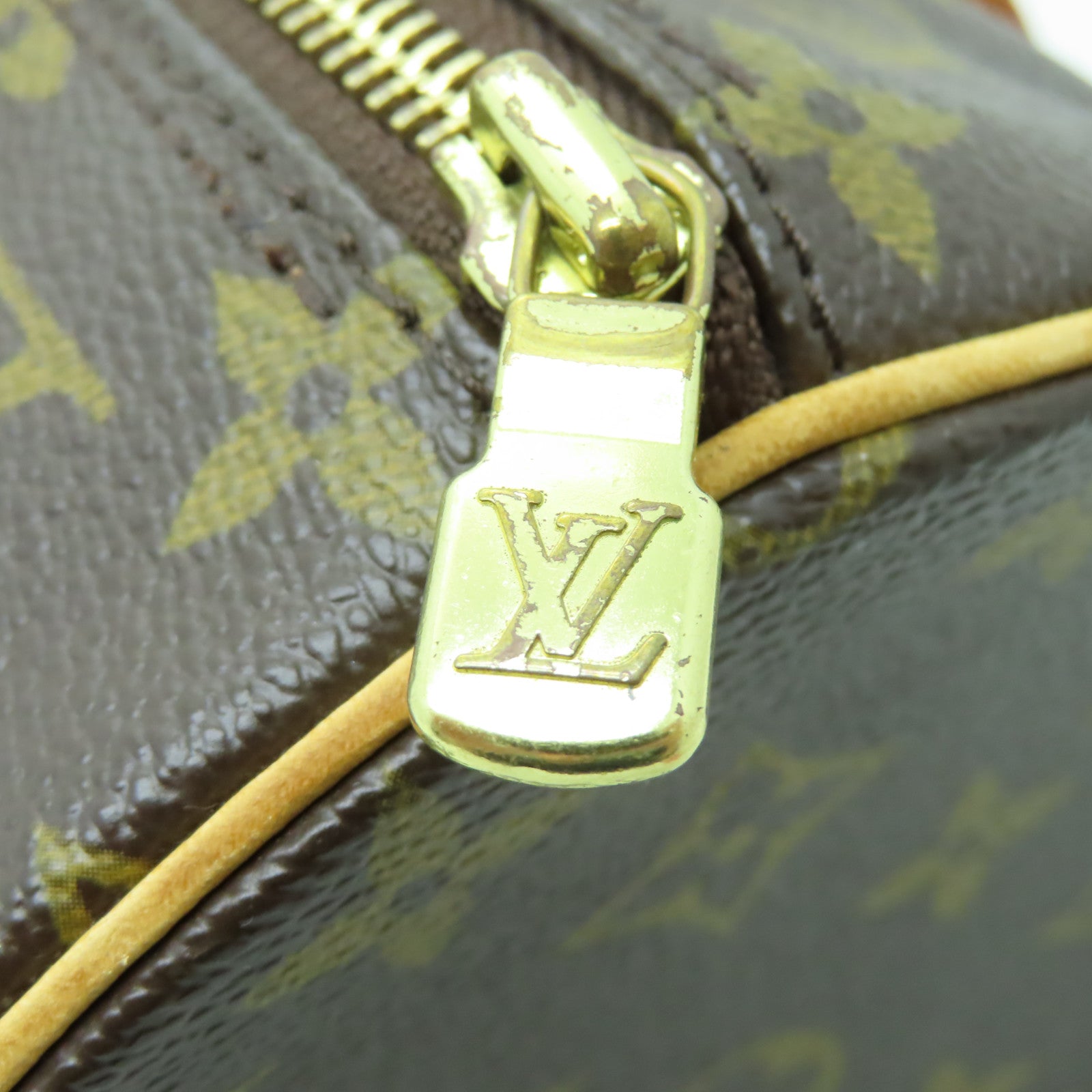 LOUIS VUITTON Monogram Papillon GM金扣肩背袋棕色