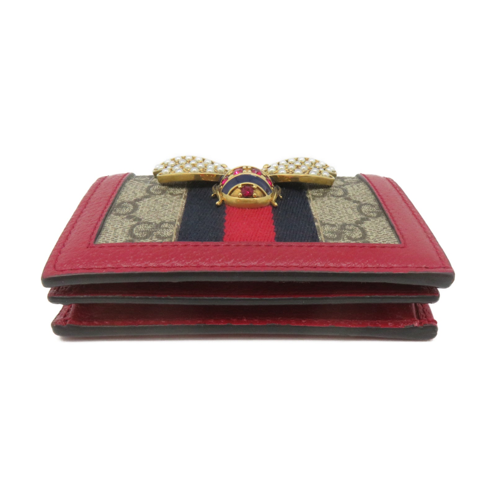 GUCCI 涂层帆布Mini Wallet短钱包啡色/红色